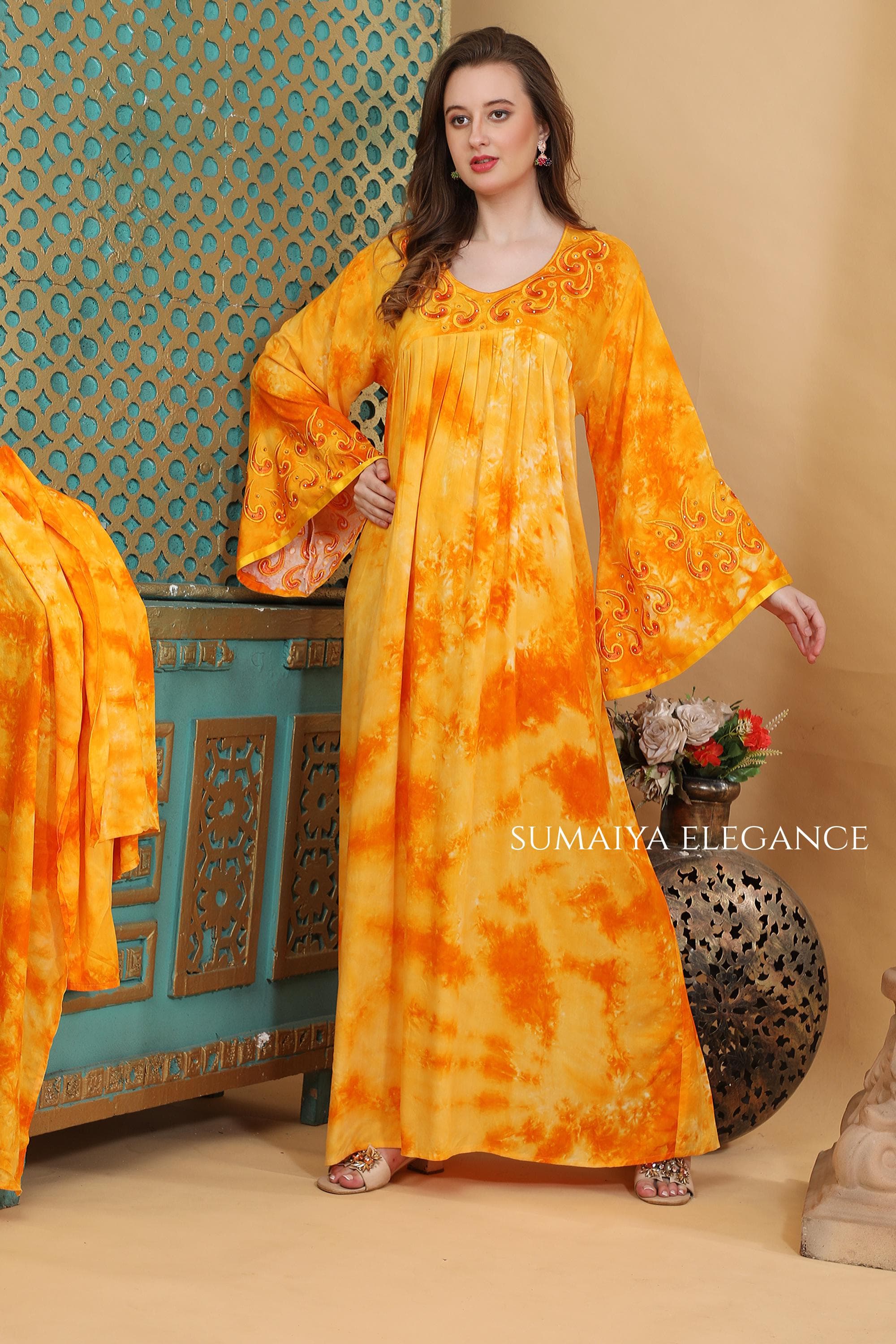 Elegant Hand Embroidered Kaftan Dress for Women Premium Maxi Kaftan Relaxed Fit Resort Wear Modest Designer Dress - image 3