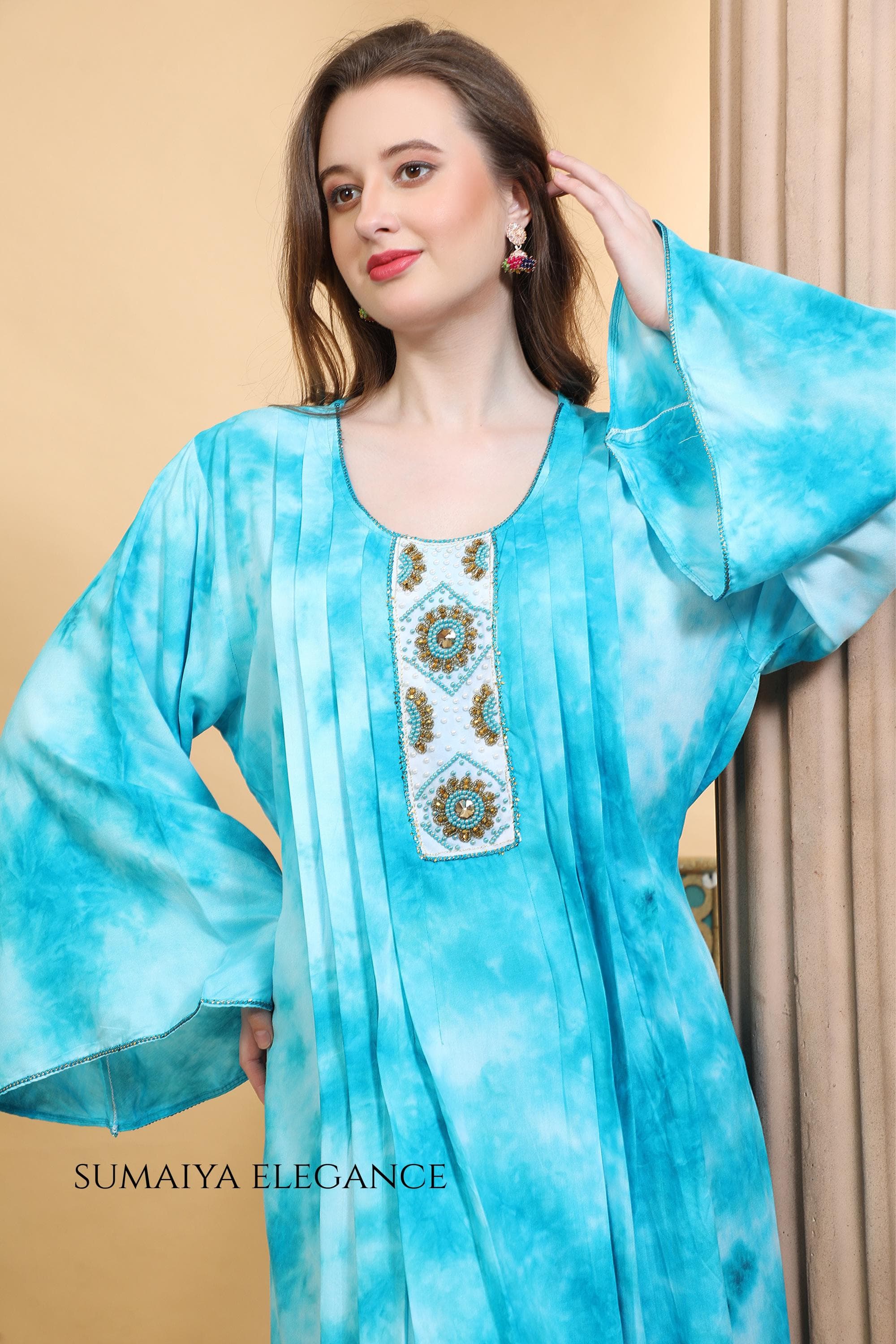 Premium Women’s Kaftan Maxi Dress with Detailed Neckline | Relaxed Fit Lounge Dress | Elegant Modest Wear - image 4