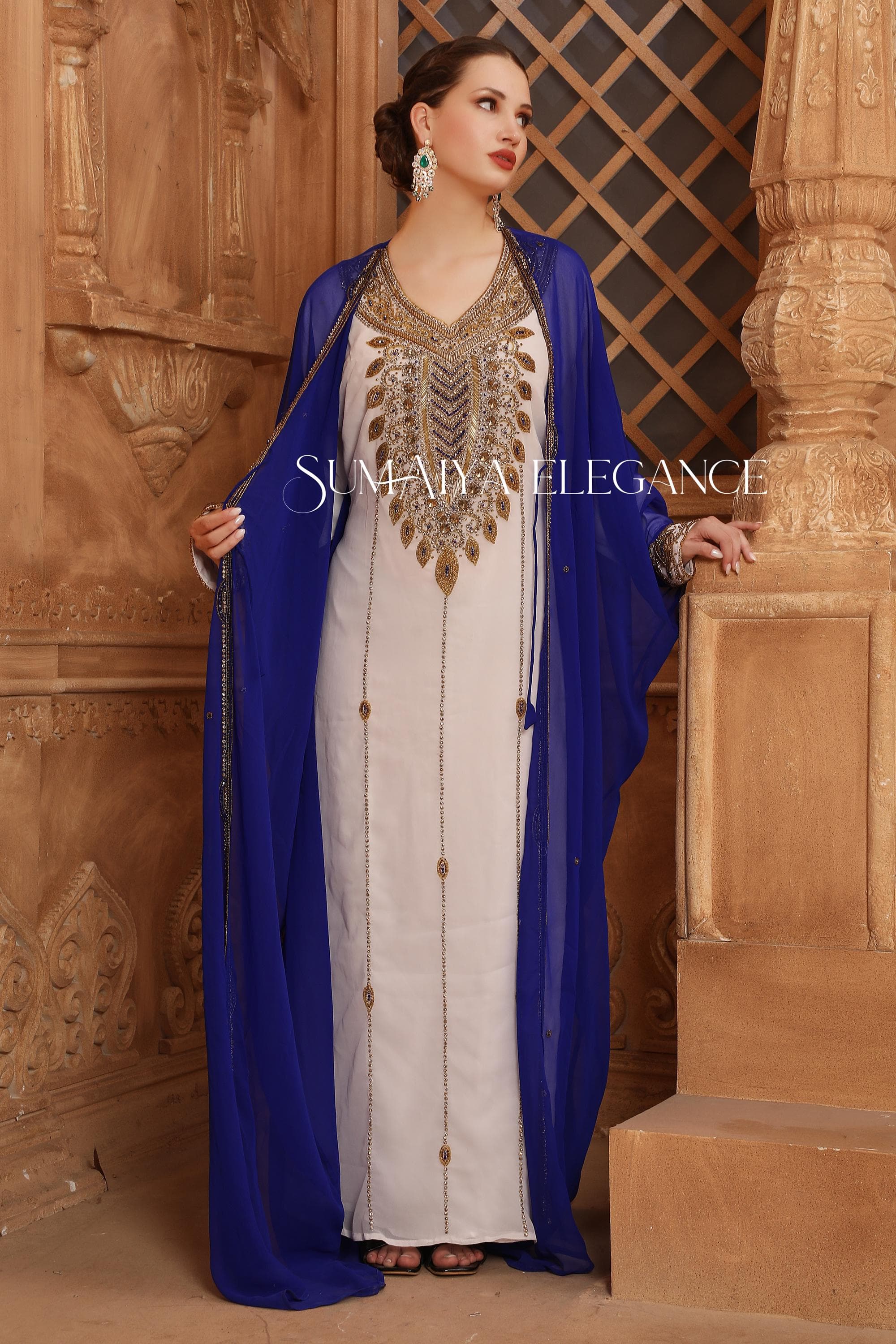 Moroccan Dubai Kaftan Arabic Abaya Maxi Hand Beaded Caftan Farasha Floor Length Party Wear Wedding Gown Beach Stylish Jalabiya MOTHER GIFT'S