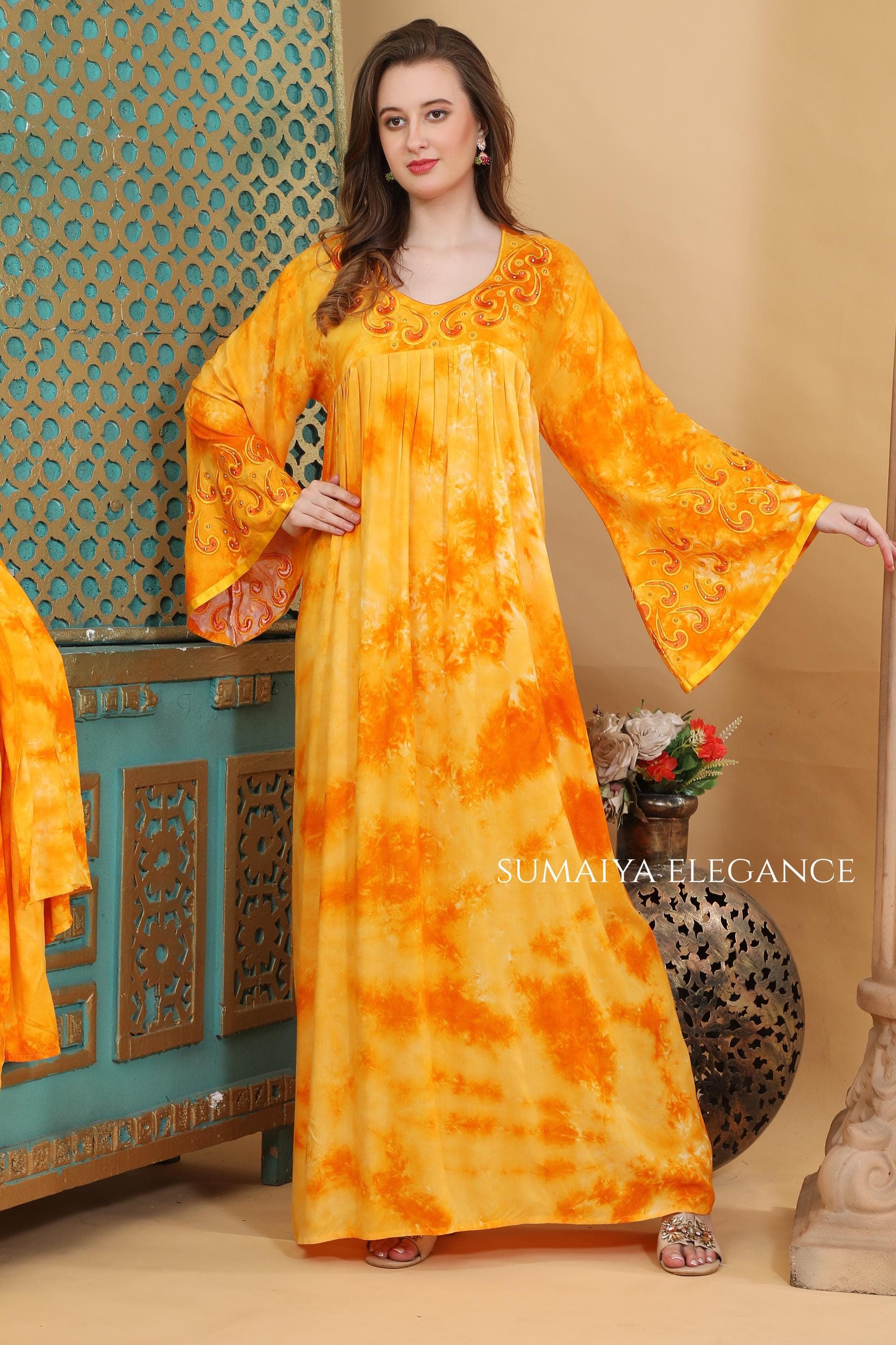 Elegant Hand Embroidered Kaftan Dress for Women Premium Maxi Kaftan Relaxed Fit Resort Wear Modest Designer Dress