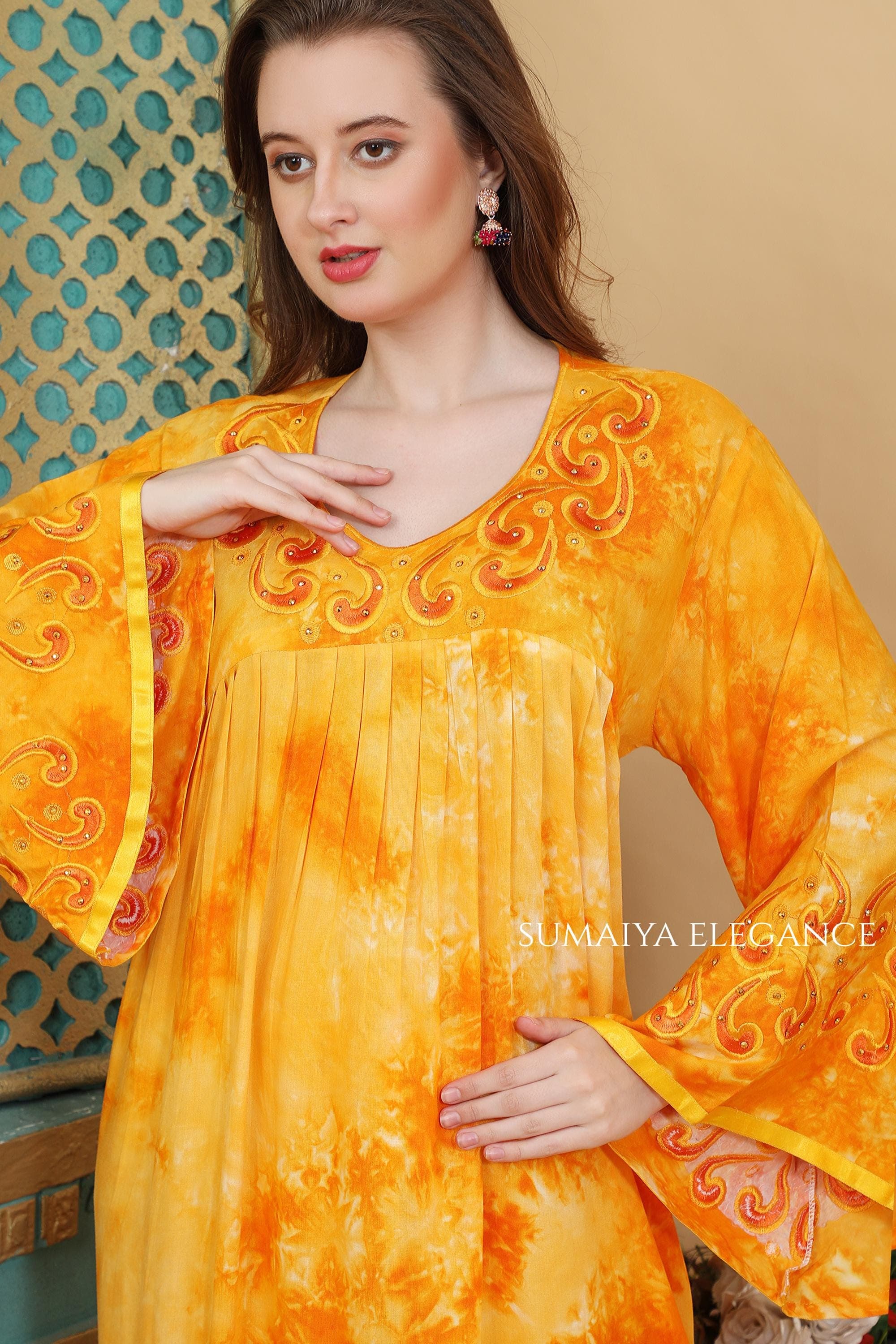Elegant Hand Embroidered Kaftan Dress for Women Premium Maxi Kaftan Relaxed Fit Resort Wear Modest Designer Dress - image 5