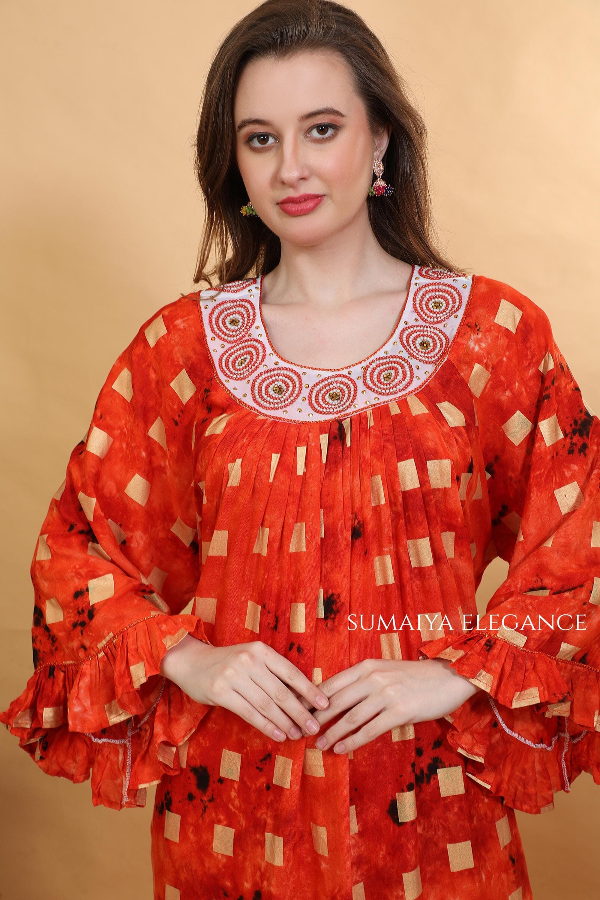Hand Embroidered Kaftan Dress for Women Maxi Kaftan Loose Fit Lounge Wear Statement Neckline Dress Resort Wear Modest Fashion - image 5