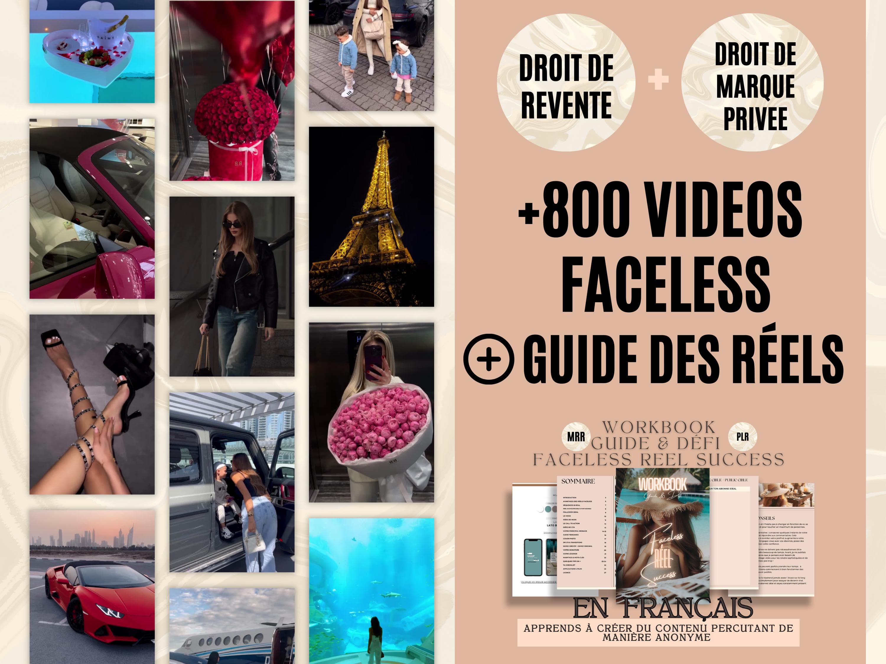 luxury faceless reels, 800 Instagram videos with audio ready to post for faceless marketing, MRR license