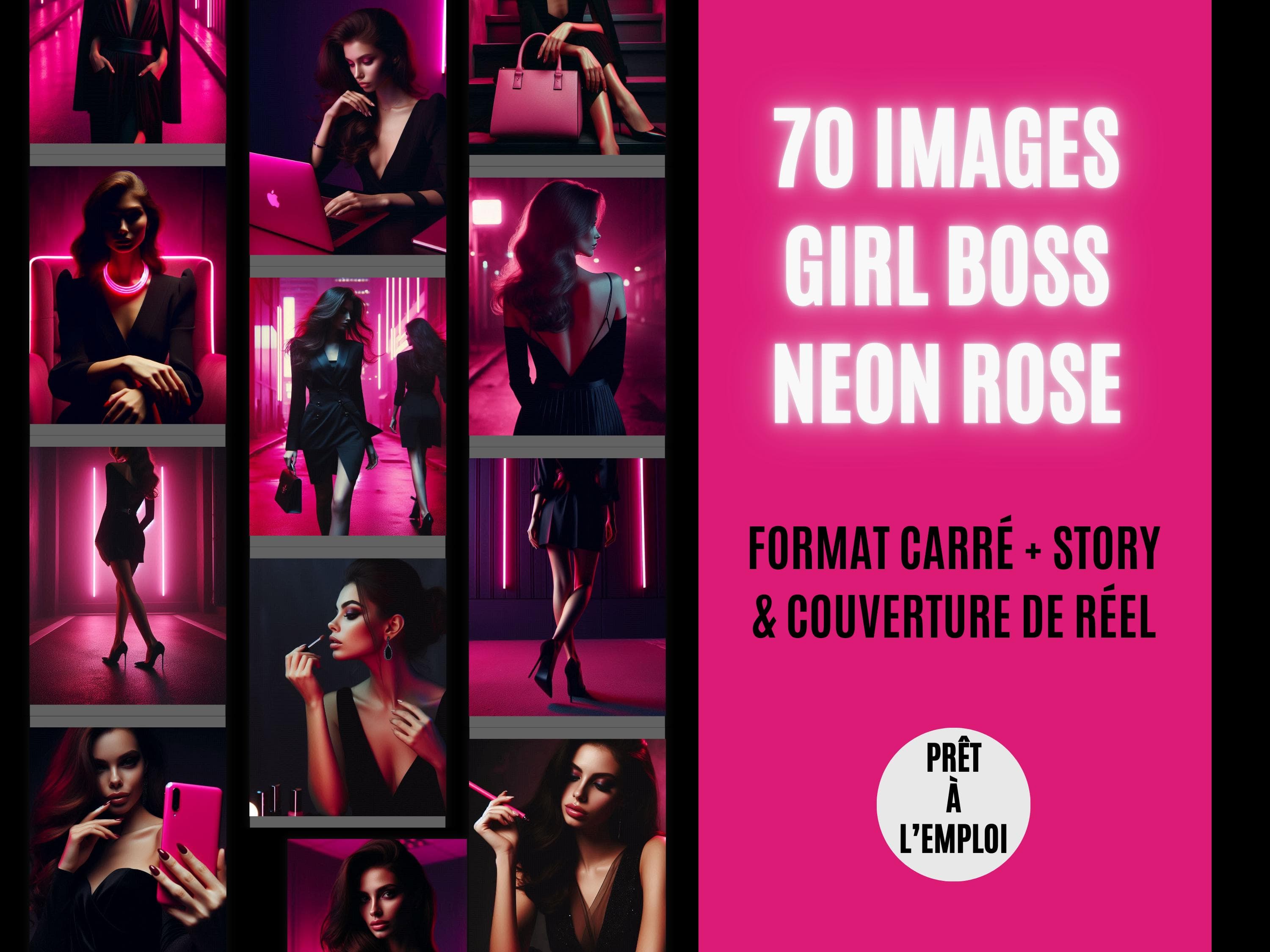 Stock photo CEO girl boss rose, image story instagram, cover reel noir et rose, feed instagram, photo faceless marketing