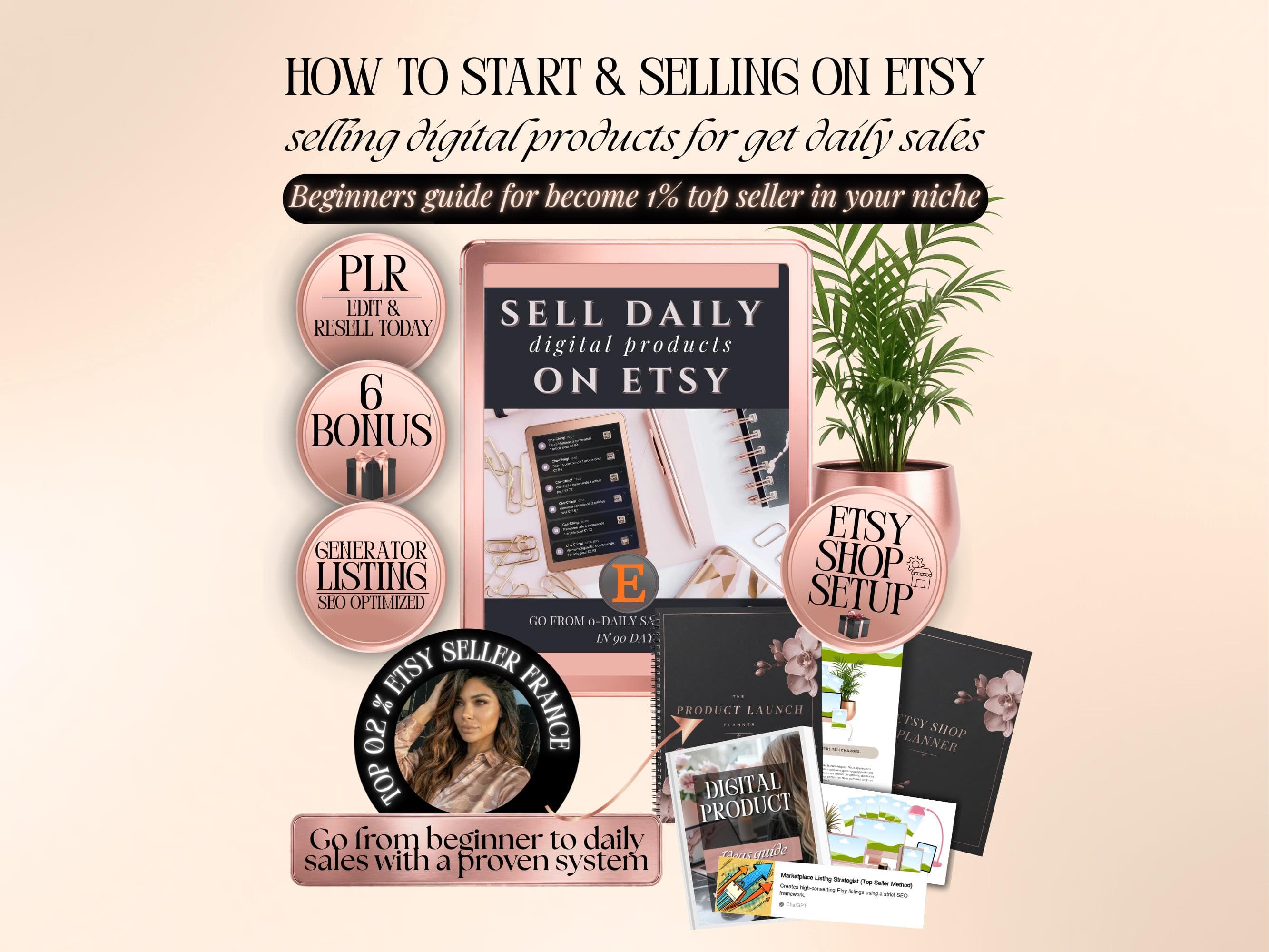 How to start on Etsy and selling digital products for get daily sales, etsy shop setup, PLR etsy beginners guide, Etsy Seller Handbook