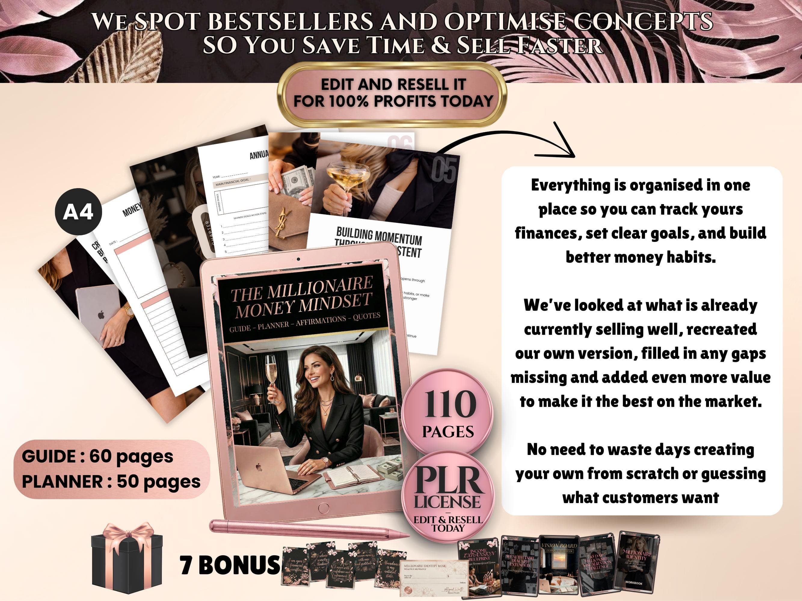 Money mindset workbook printable pages designed to rewire financial beliefs and build wealth habits