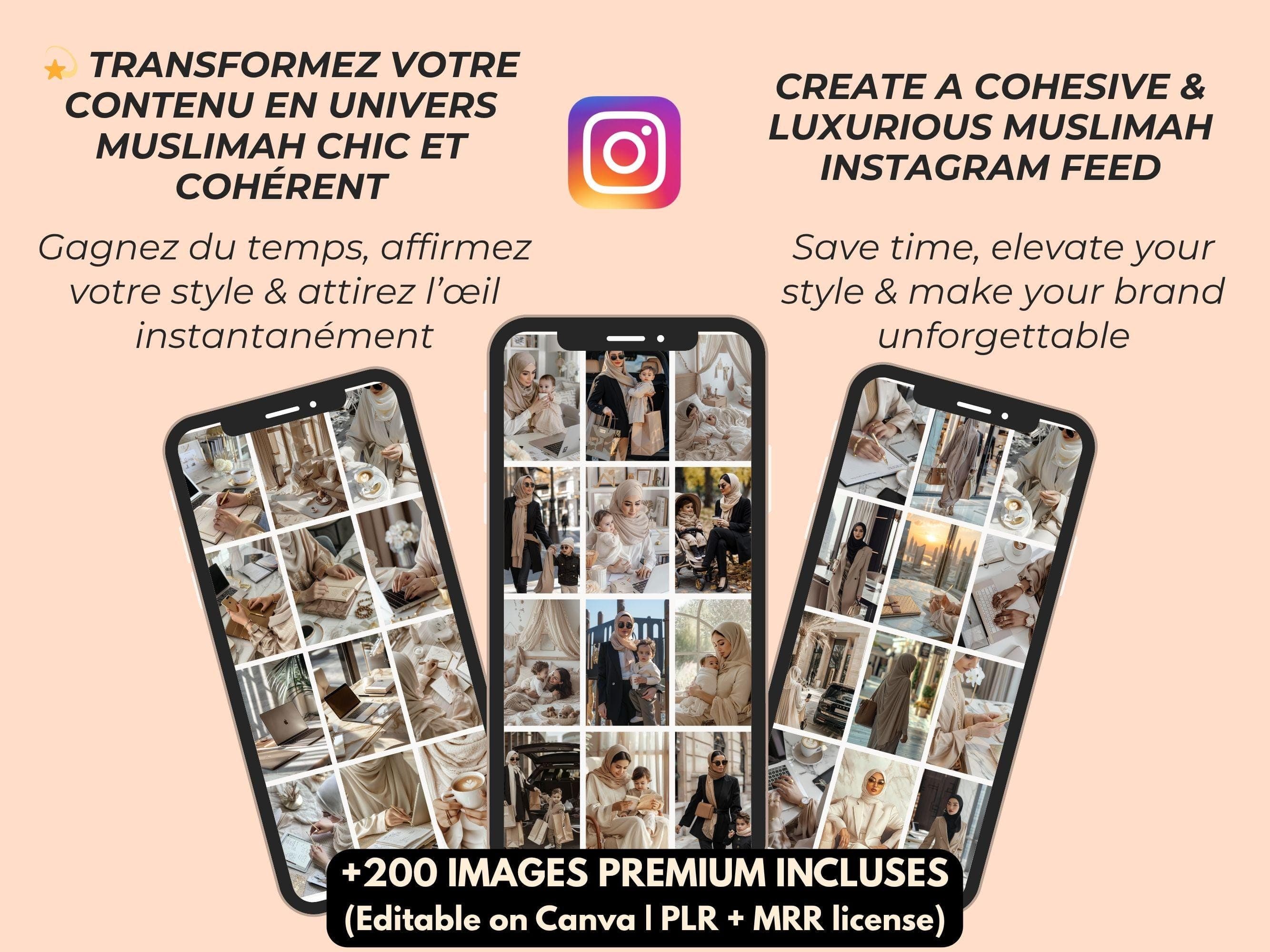 example of instagram feed : Transform your Instagram feed with 200+ Muslimah hijab faceless photos – create a cohesive and aesthetic luxury feed effortlessly.