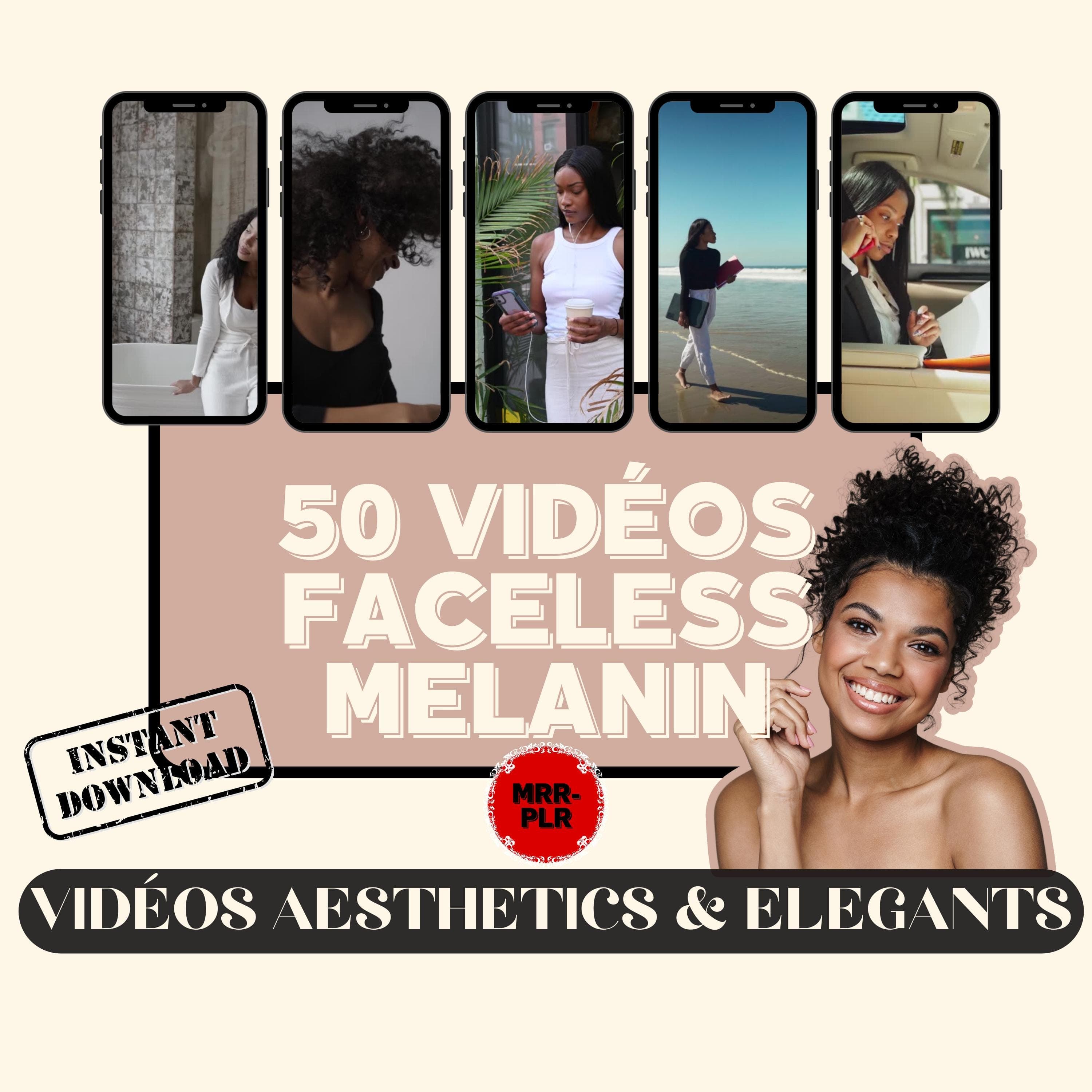 melanin faceless video for instagram reels, digital marketing, master resell rights license, melanin plr content