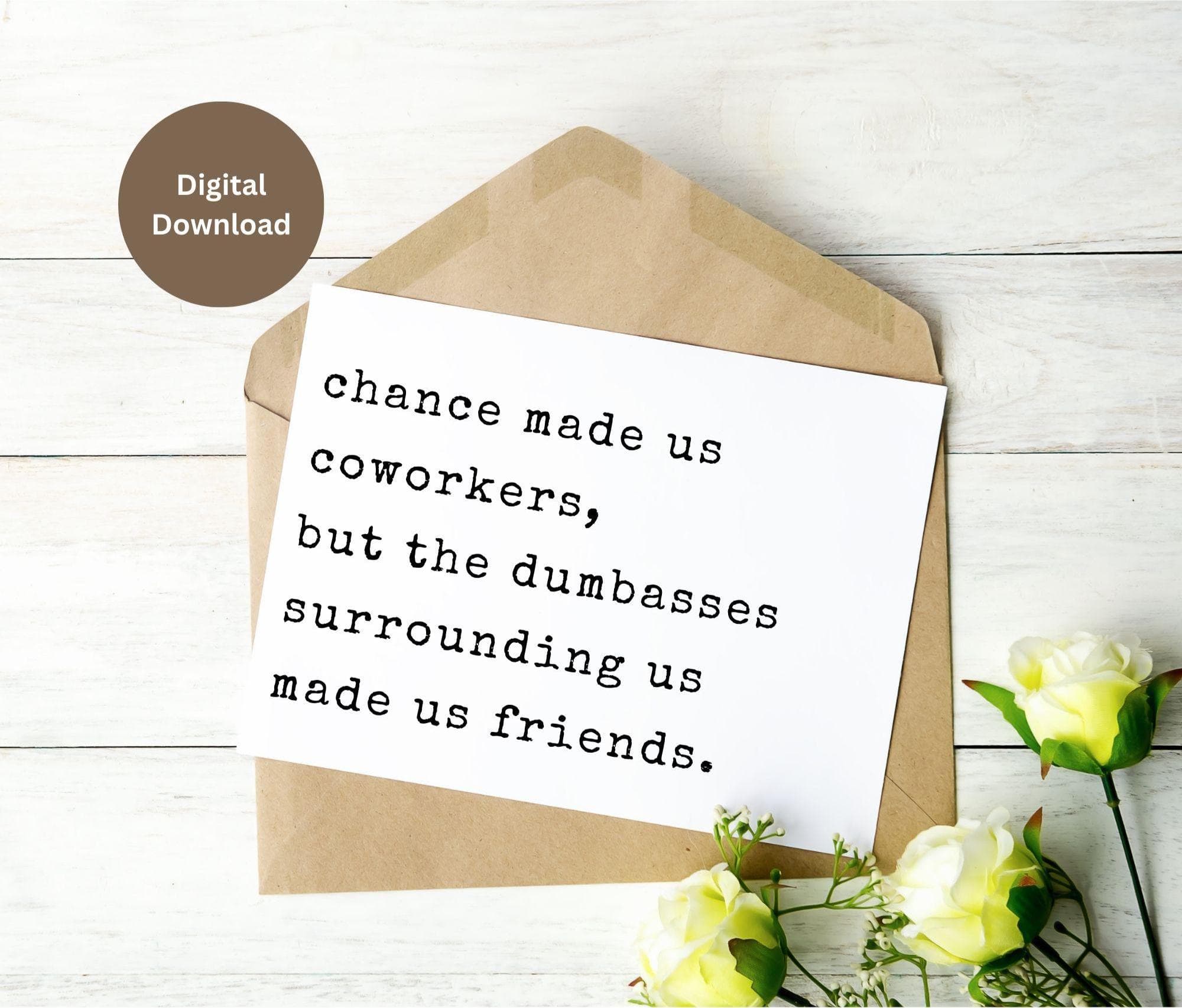 Funny coworker printable card, office humor greeting card, coworker birthday card, work bestie gift, sarcastic co-worker quote, digital card - image 4