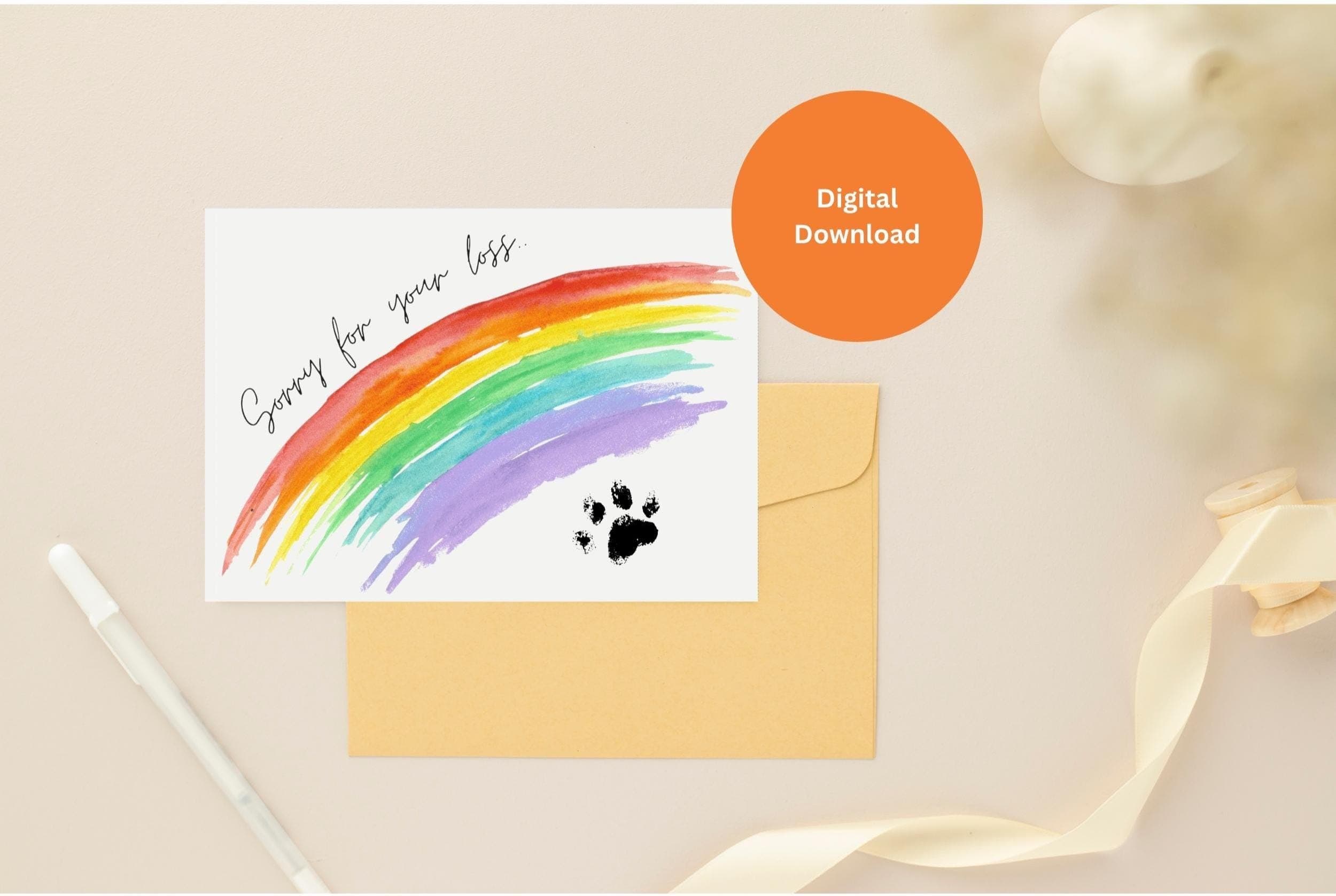 Printable Pet Loss Sympathy Card, Heartfelt Condolences Card, Sorry for your loss card, thinking of you card, grieving card,digital download - image 3