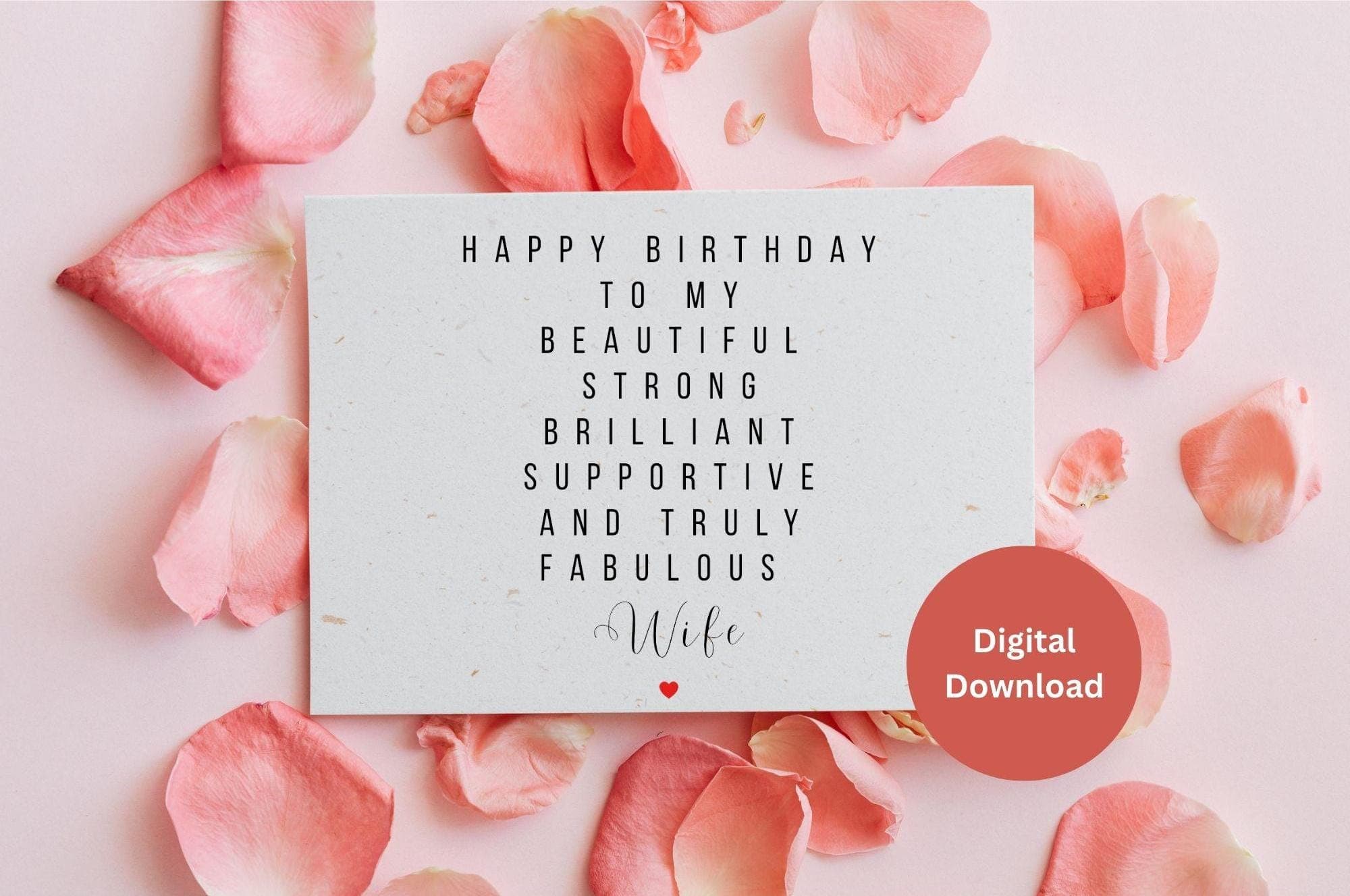 Birthday Card for Wife Printable, Happy Birthday Love Card, Romantic Wife/Spouse/Partner Birthday Card, Instant Download, Digital File - image 4