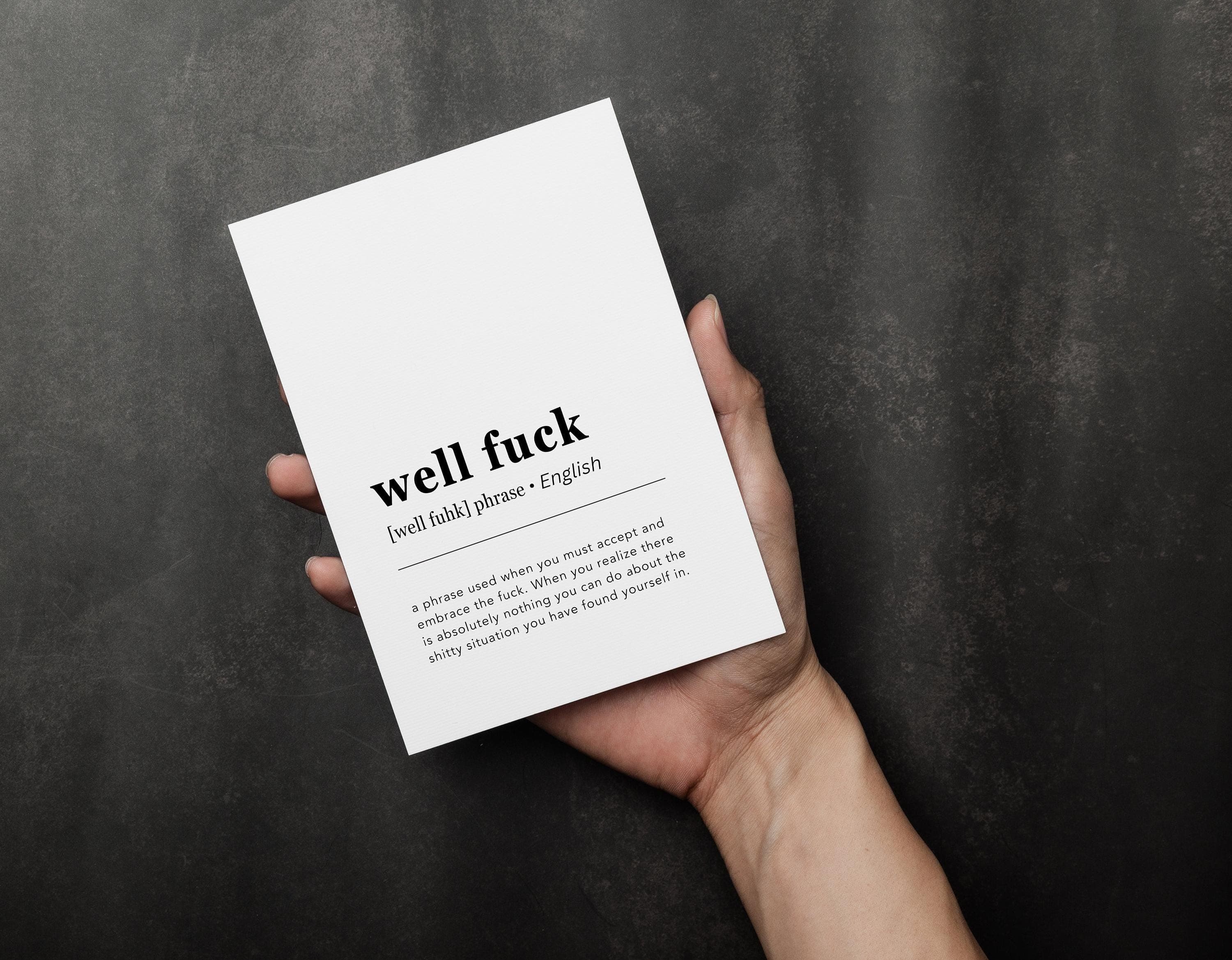 Well Fuck Definition Card,Sympathy/Empathy Card,Dark Humor Card,Get Well Soon,Printable 5x7 DIY Print & Cut Digital File,Funny Greeting Card - image 5