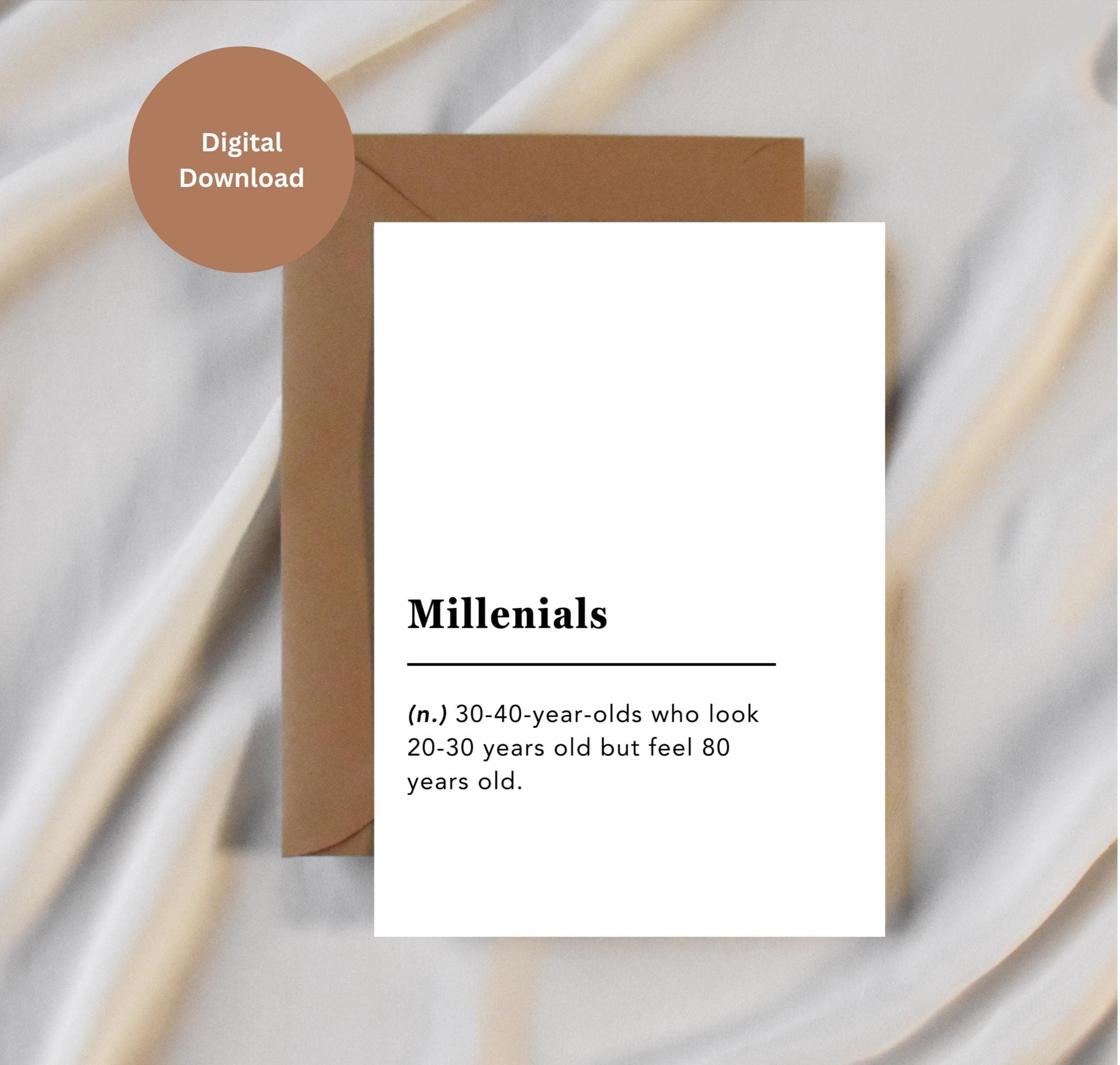 Millenials Birthday Card, Funny Millenials Gift, Millenials Definition Card, Birthday Card for him/her, Dark Humor Greeting, Sarcastic Card - image 3