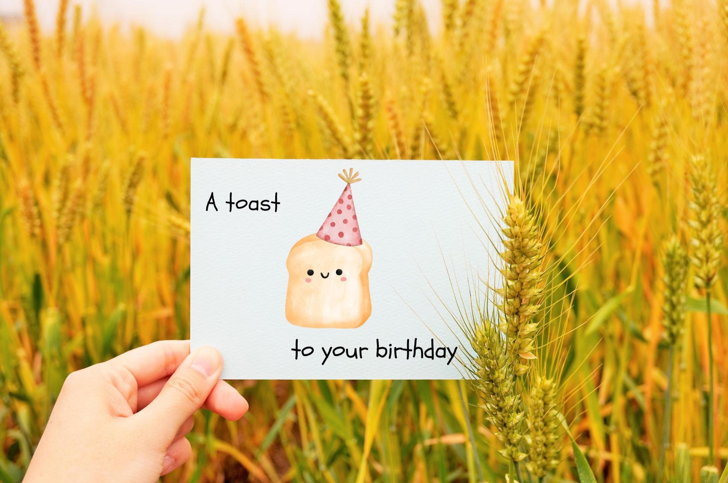 Cute Toast Birthday Card Printable, Funny Birthday Card, Kawaii Food Card, A Toast to Your Birthday,Instant Download,Printable Birthday Card