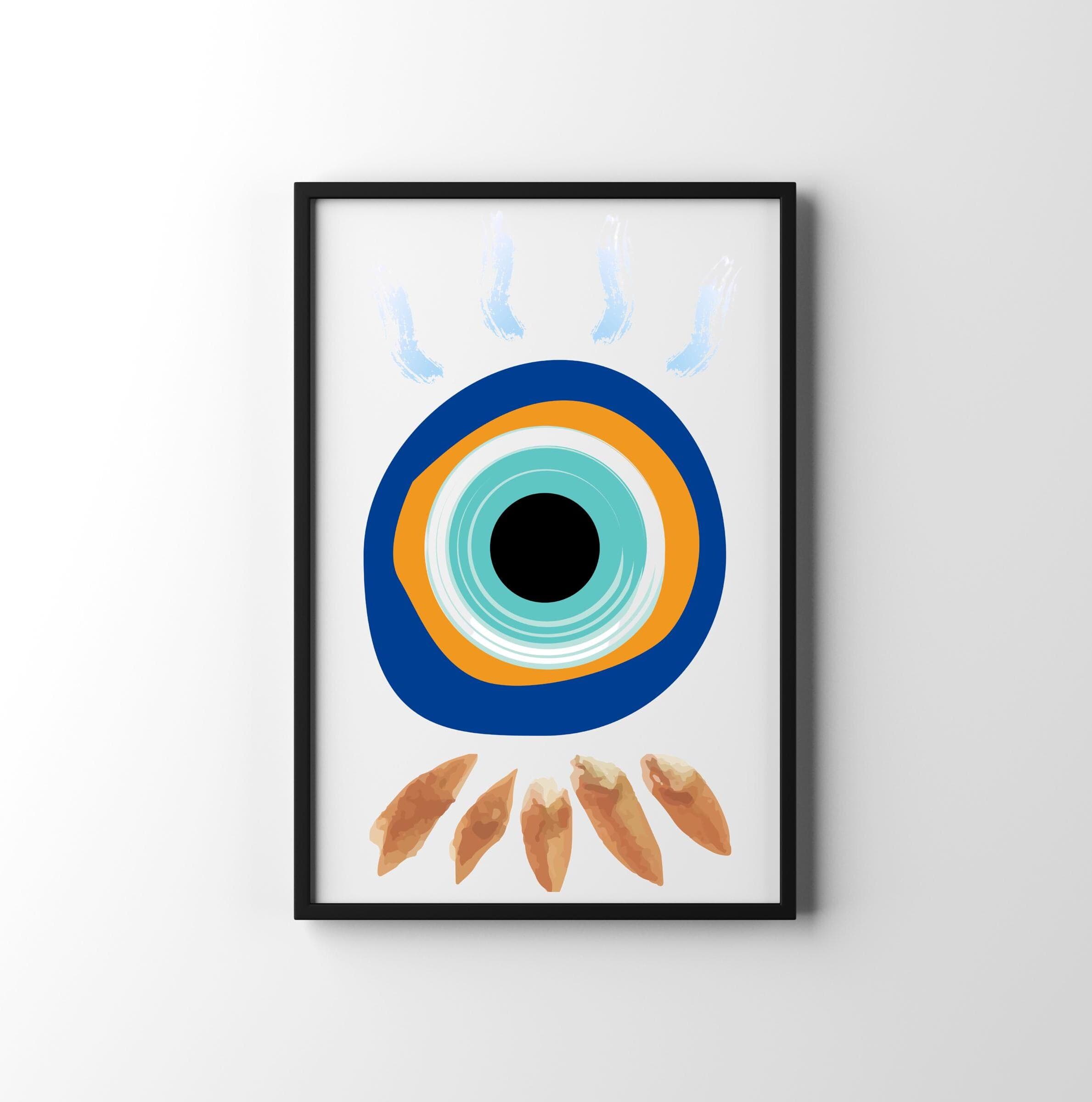 Evil Eye Wall Art, Blue Evil Eye, Greek Evil Eye,Turkish Evil Eye Art,Printable Evil Eye,Nazar Wall Art Prints,Nazar wall art decor,Bohemian