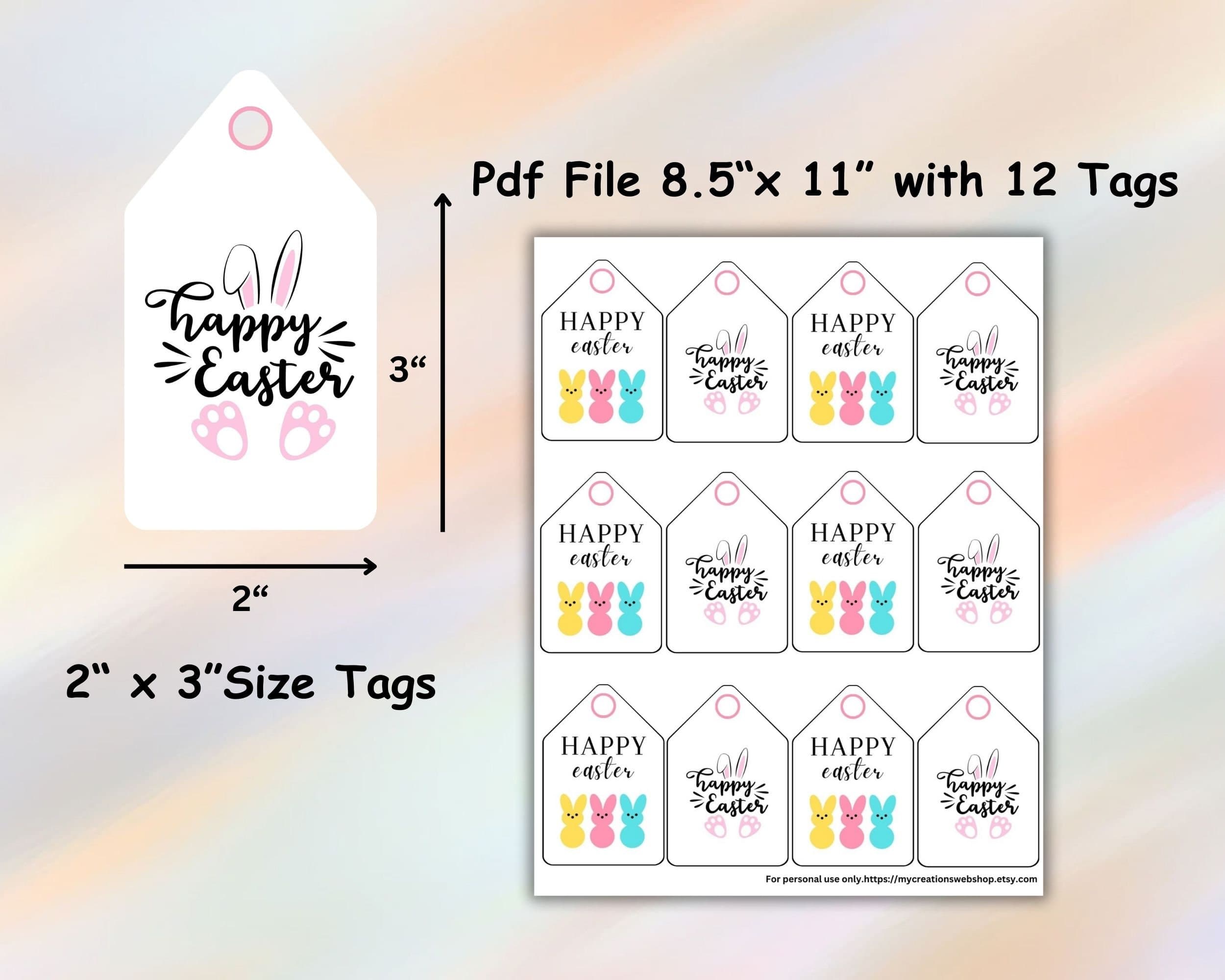 Easter Gift Tags, Basket Tags for Easter, Printable PDF Instant Download, Happy Easter tag, Printable Easter basket tags, Easter Bunny Tags - image 5