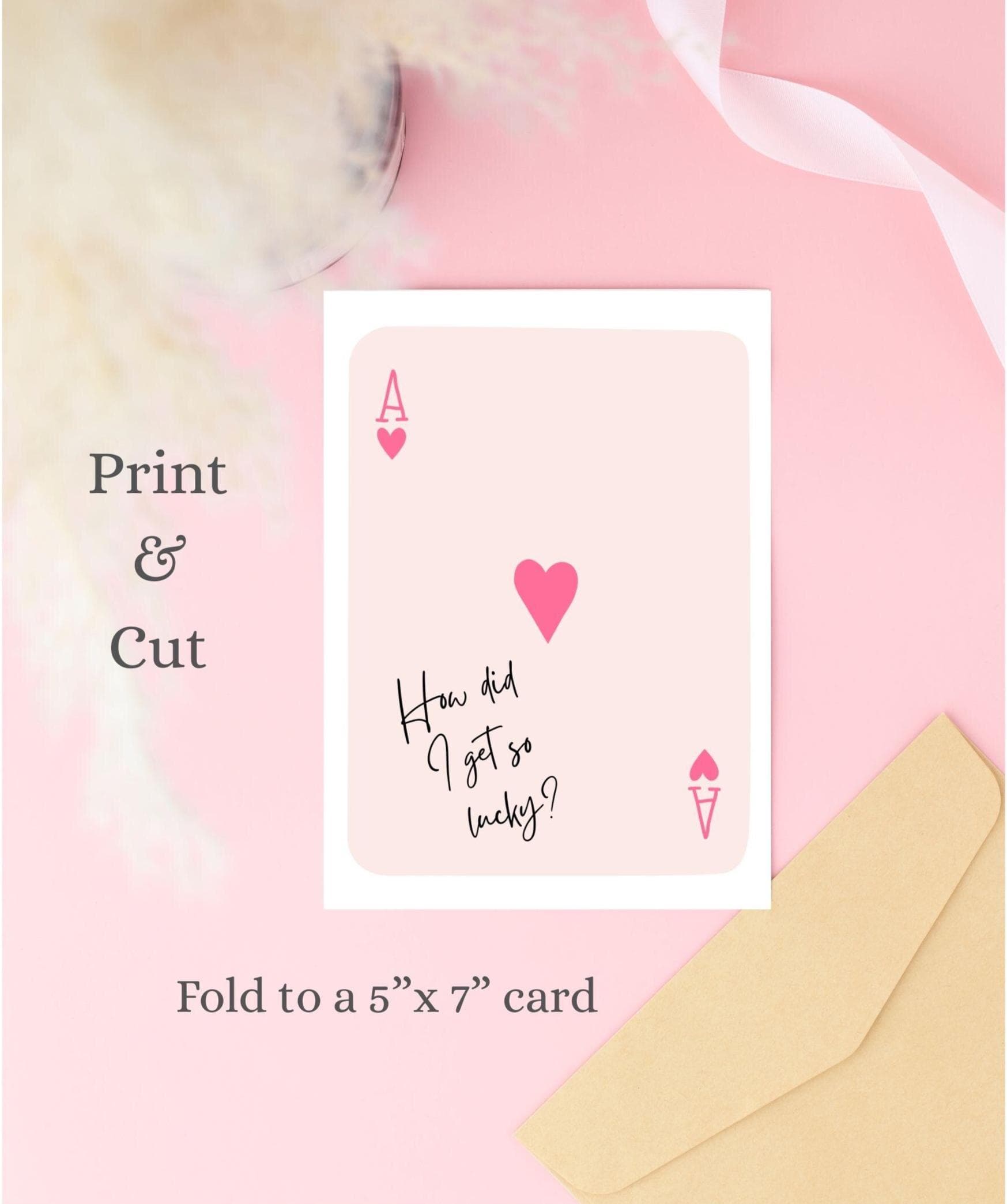 Ace of Hearts Greeting Card, Romantic Love Card, Valentines Day Printable Card, Cute Love Card, Anniversary, Card for Boyfriend/Girlfriend - image 3
