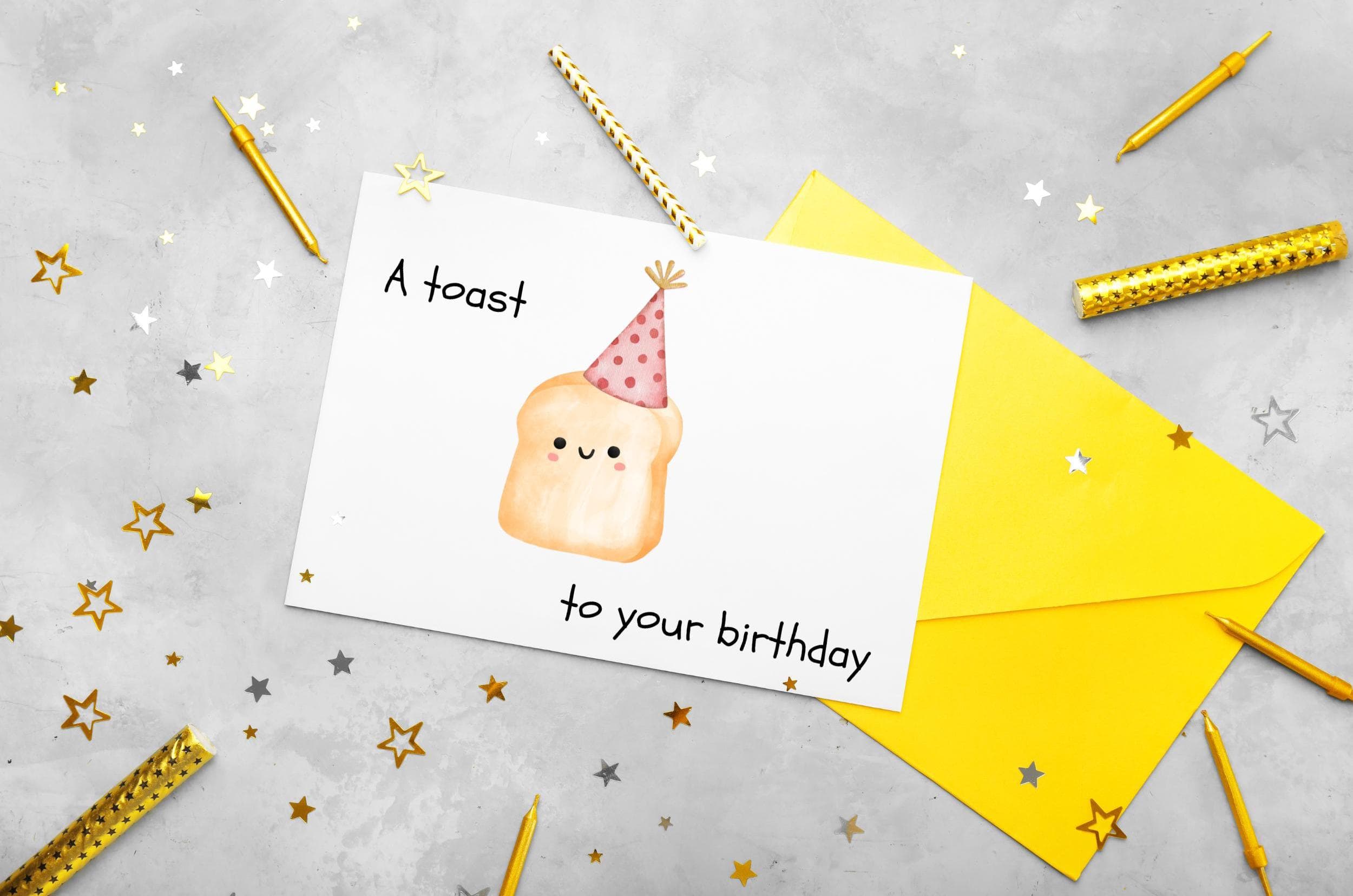 Cute Toast Birthday Card Printable, Funny Birthday Card, Kawaii Food Card, A Toast to Your Birthday,Instant Download,Printable Birthday Card - image 5
