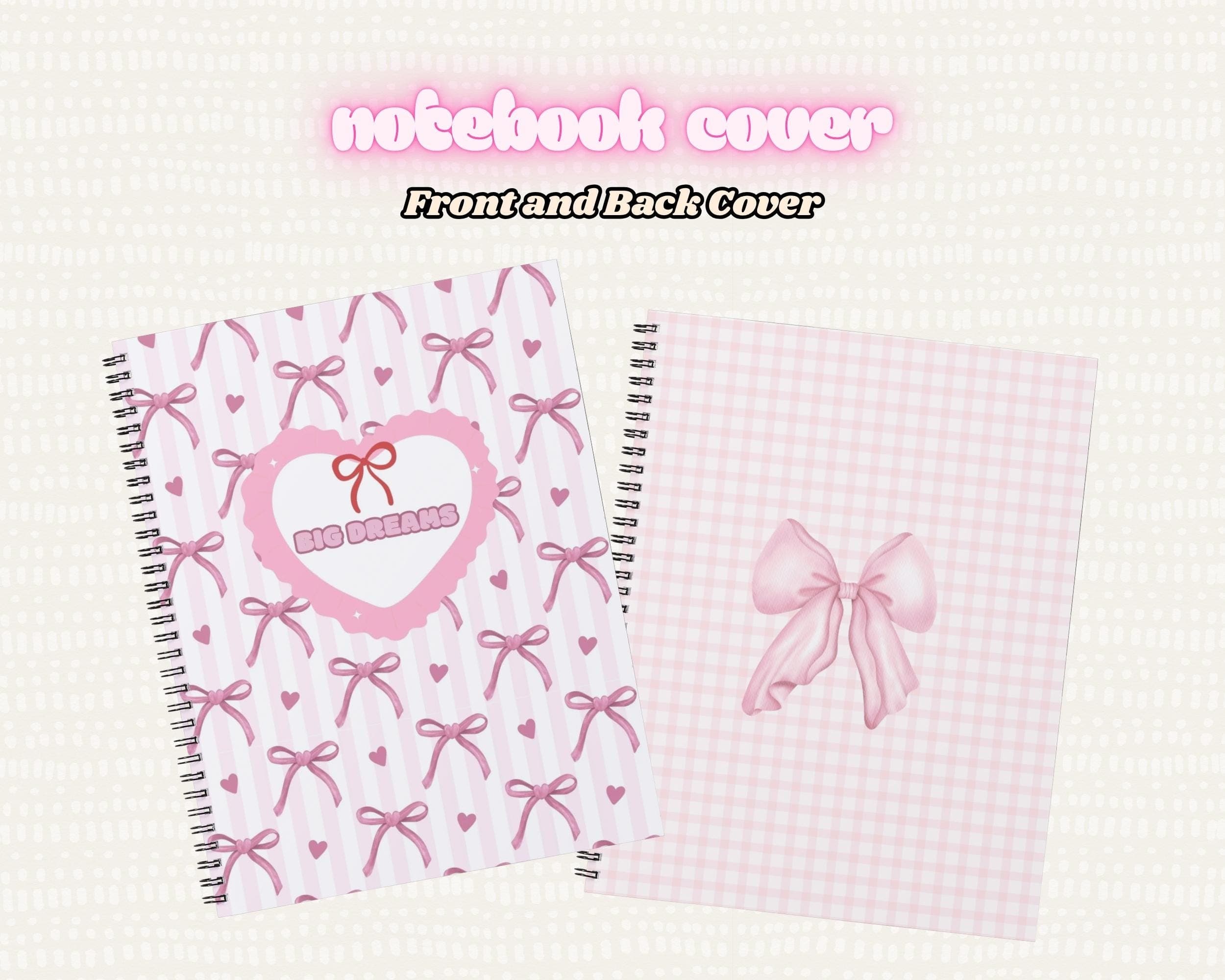 Coquette Notebook Printable, Ribbon Notebook Template, Digital Notebook, Coquette Notebook Cover, Ribbon Lace Notebook, Bow Journal Cover - image 4