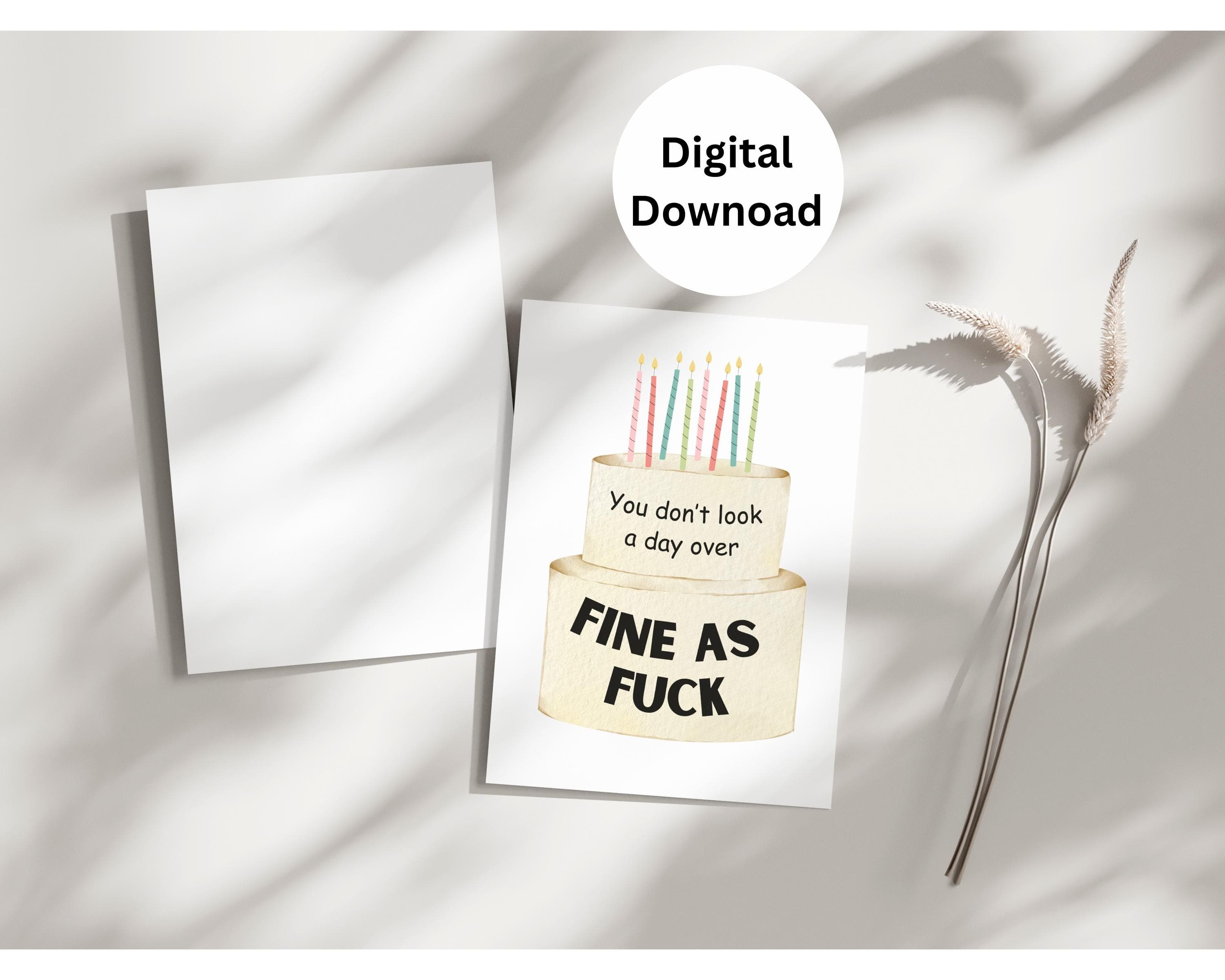 Fine as Fuck Birthday Card, Funny Printable Card for her/him, You‘re looking amazing card for friends, wife, husband, coworker, 7x5in Card - image 5