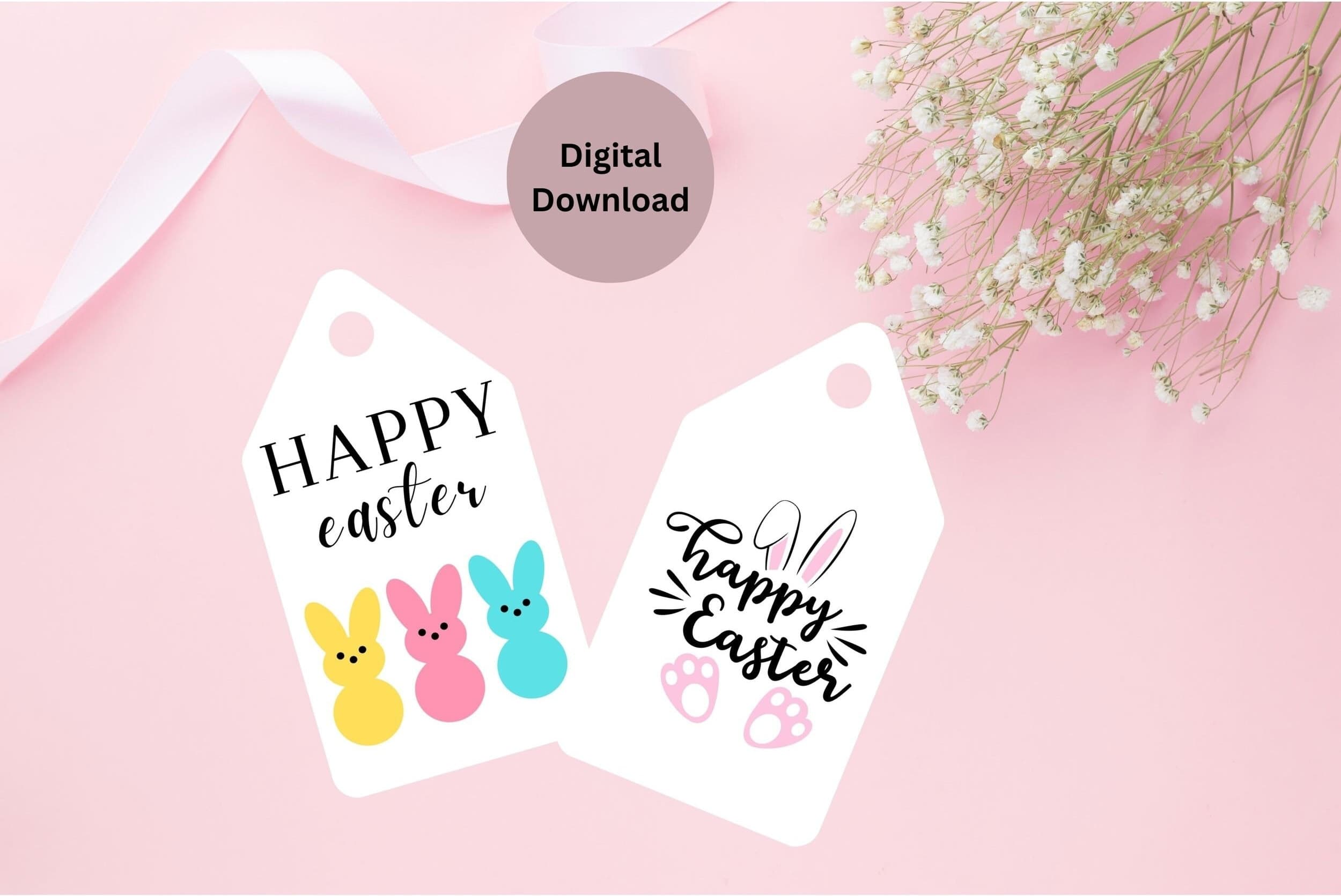 Easter Gift Tags, Basket Tags for Easter, Printable PDF Instant Download, Happy Easter tag, Printable Easter basket tags, Easter Bunny Tags - image 3