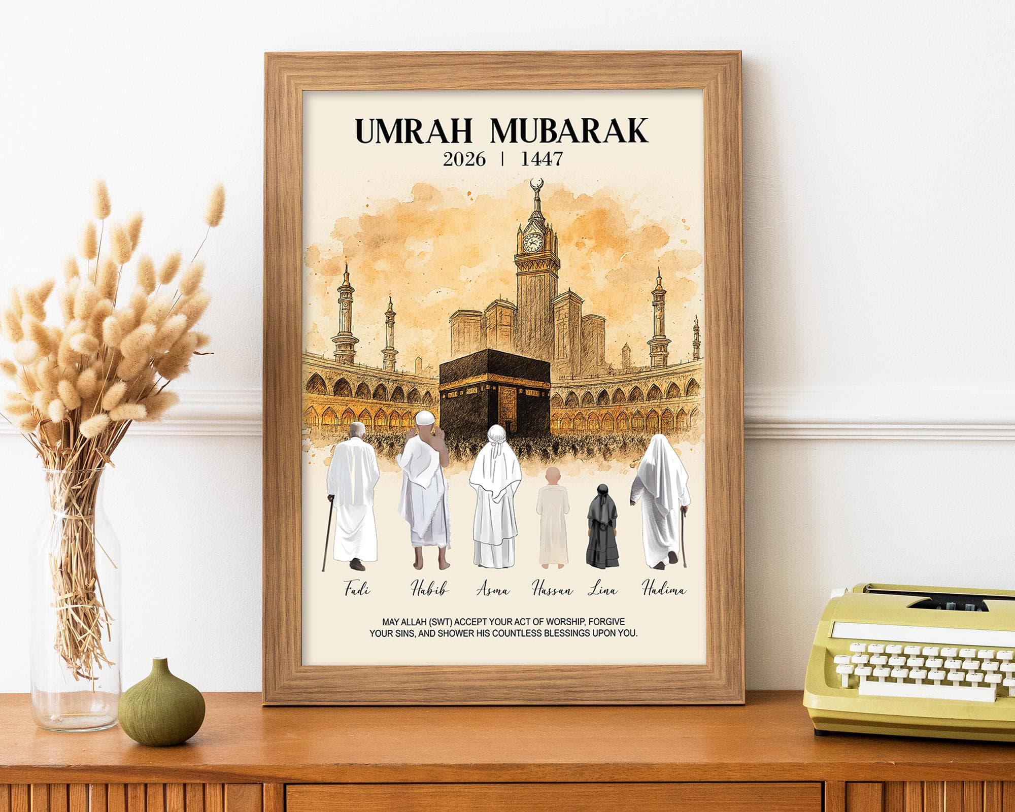 Personalized Umrah Mubarak Gift, Custom Islamic Poster, Hajj Mubarak Wall Art, Digital Print Home Decor, Umrah and Hajj Souvenir - image 5