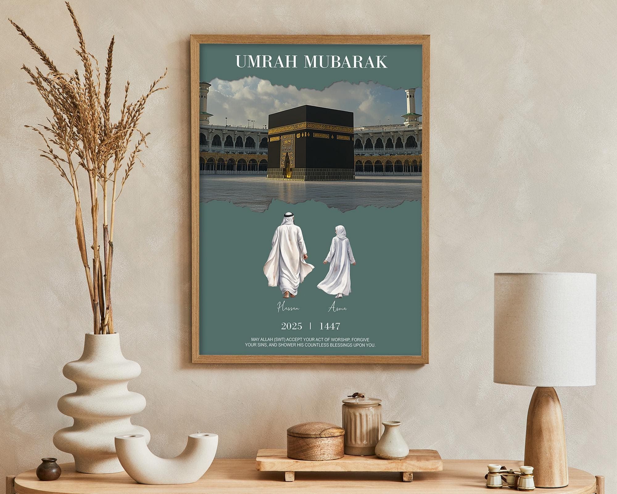 Custom Umrah Gift Digital Art, Personalised Mubarak Print, Islamic Wall Decor, Instant Download - image 4