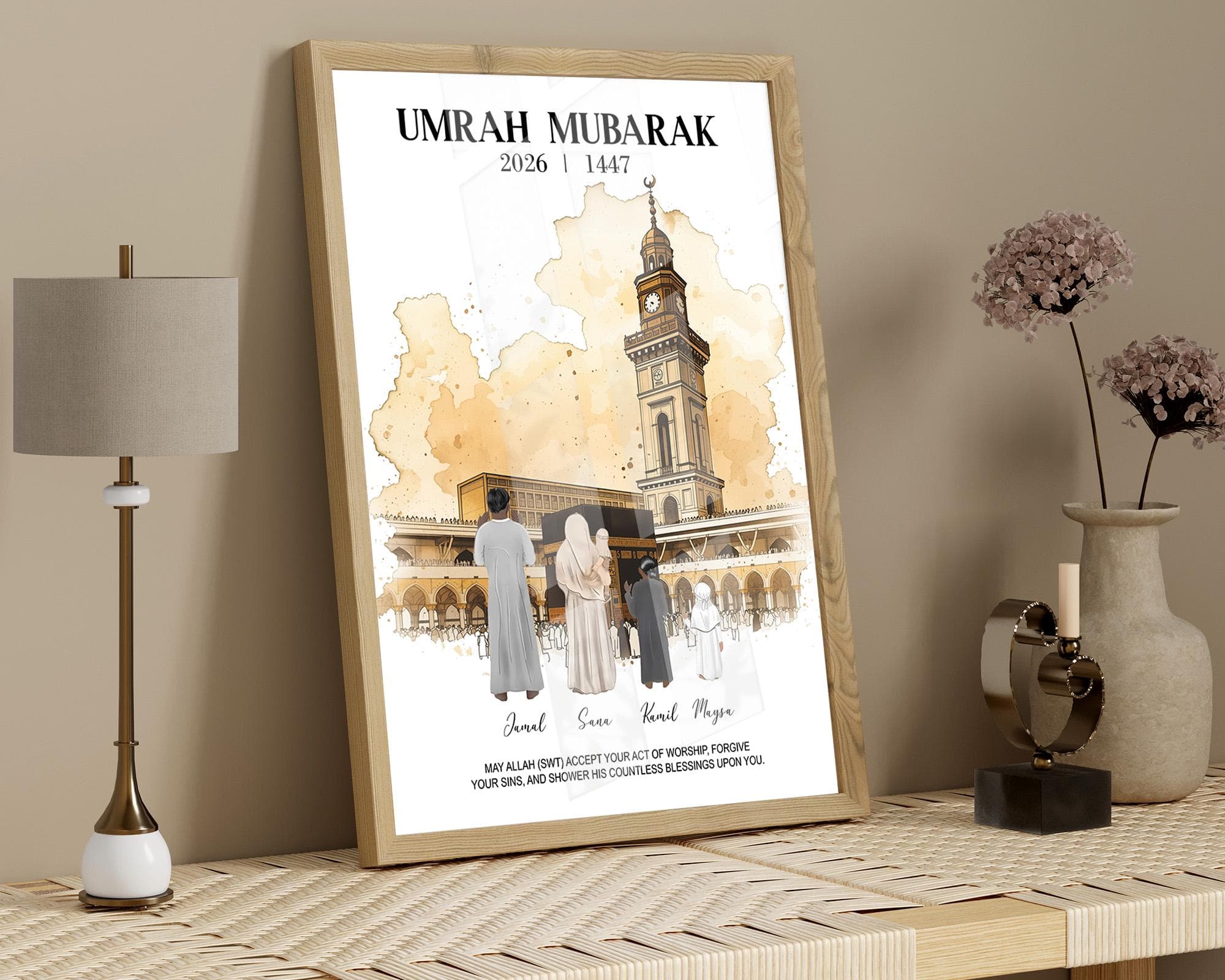 Custom Umrah Gift, Personalized Hajj and Umrah Print, Islamic Art Souvenir, Umrah Mubarak Poster, Digital Download Home Decor, Omra Moubarak - image 4