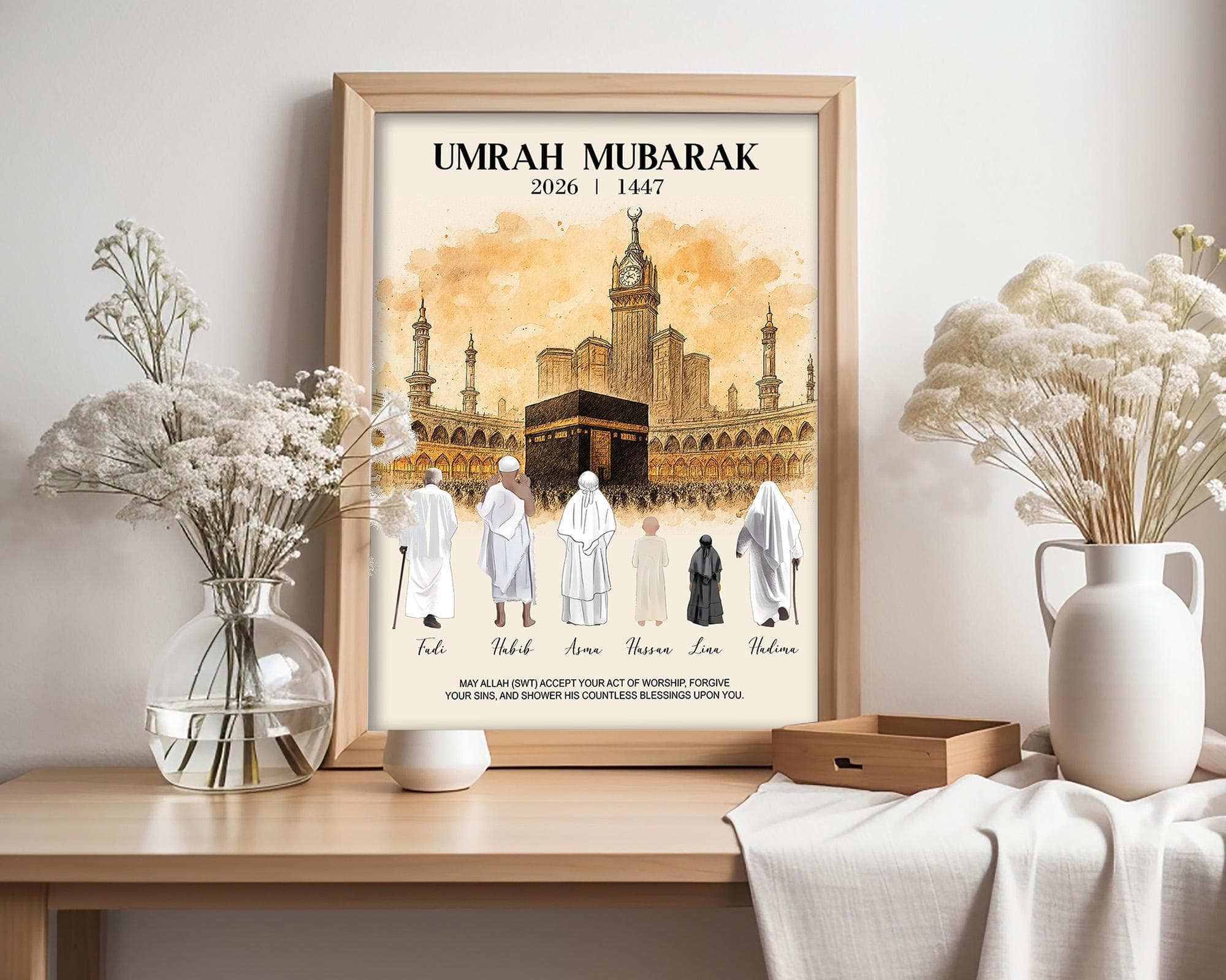 Personalized Umrah Mubarak Gift, Custom Islamic Poster, Hajj Mubarak Wall Art, Digital Print Home Decor, Umrah and Hajj Souvenir - image 3
