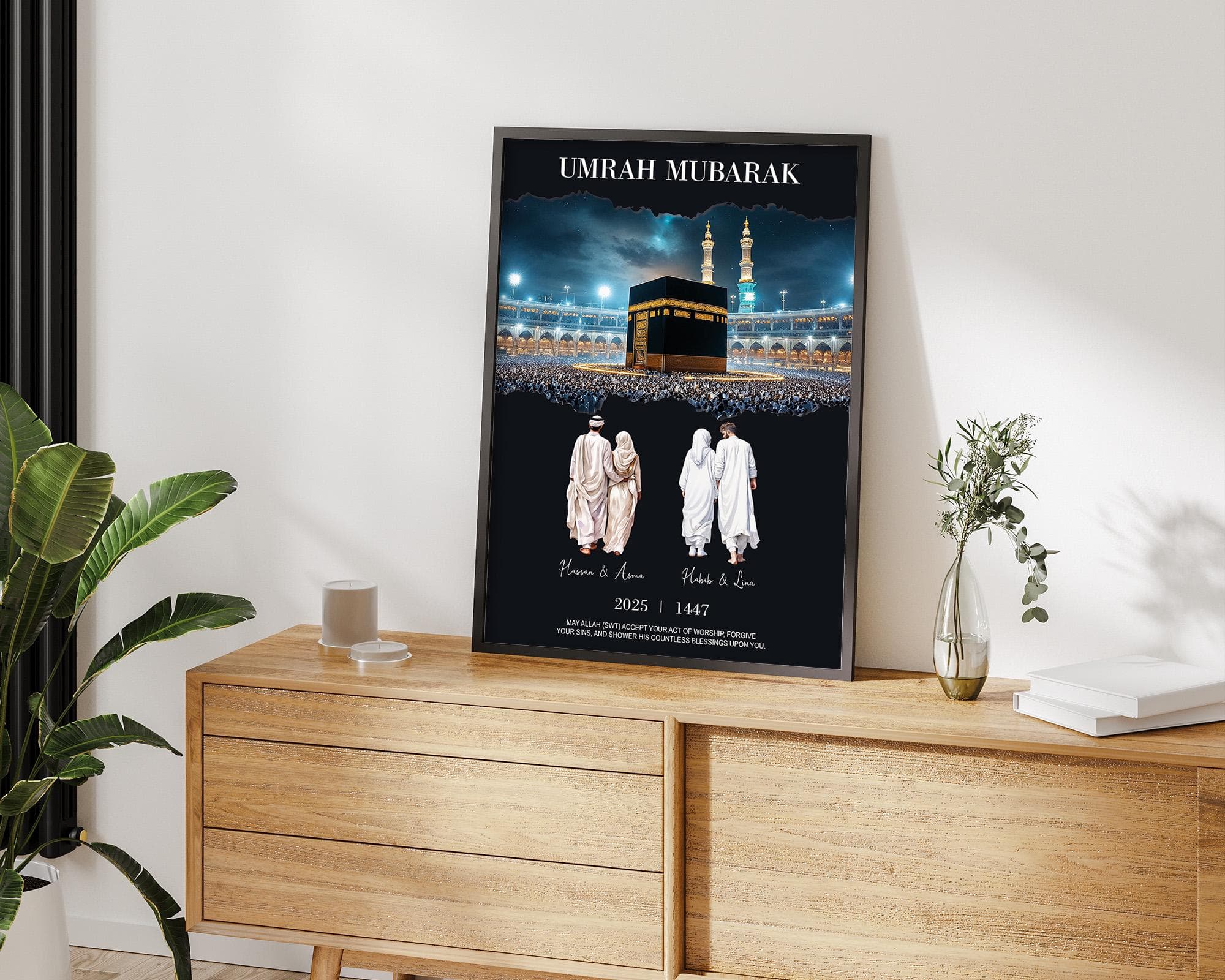 Umrah Mubarak Custom Digital Print, Islamic Calligraphy Art, Personalized Gift for Muslim Family - image 5