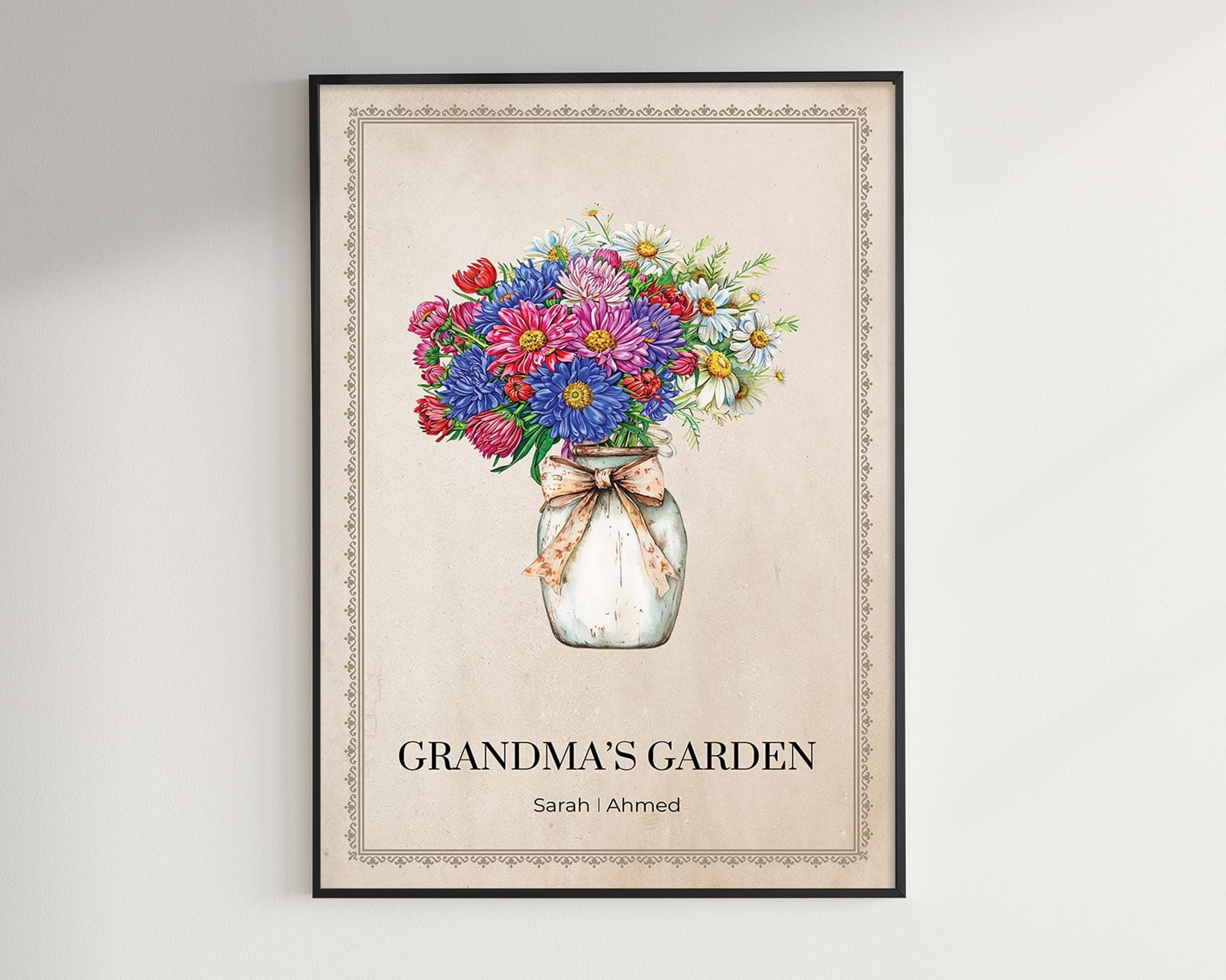 Birth Flower Bouquet, Grandma's Garden Print for Mom, Our Family Floral Bouquet Art, Custom Personalized Gift, Digital Download