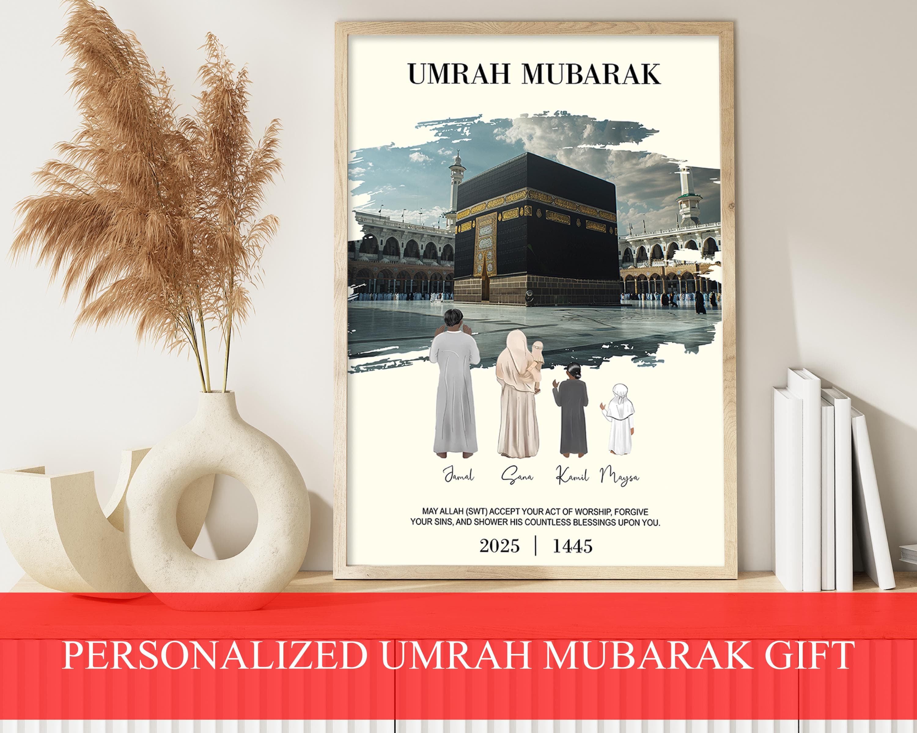 Custom Umrah Mubarak Digital Print, Islamic Wall Art, Personalized Muslim Family Poster, Eid Mubarak Home Decor, 2025 Gift