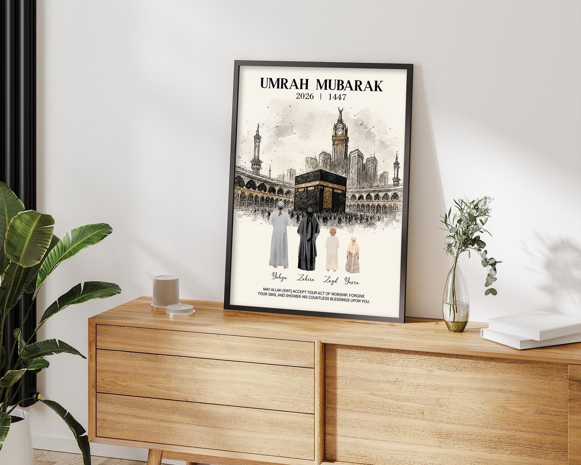 Custom Umrah Gift for Family, Personalized Umrah Mubarak Print, Hajj and Umrah Poster, Digital Download, Umrah Geschenke, Omra Moubarak - image 5