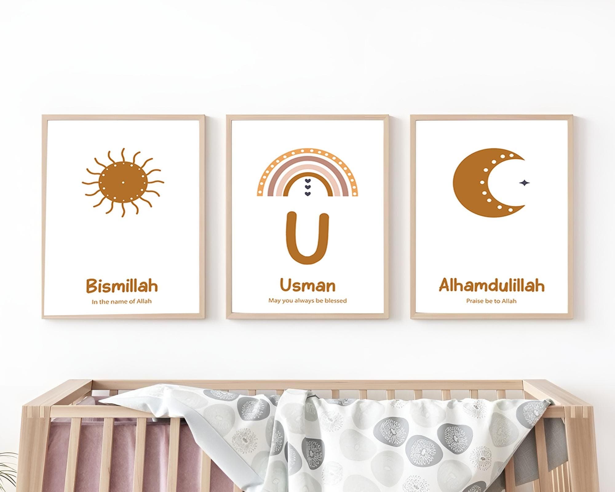 Personalised Islamic Digital Art for Kids, Set of 3 Cute Muslim Posters and Prints, Personalised Islamic Gift for Boy Girl, Protection Dua - image 3