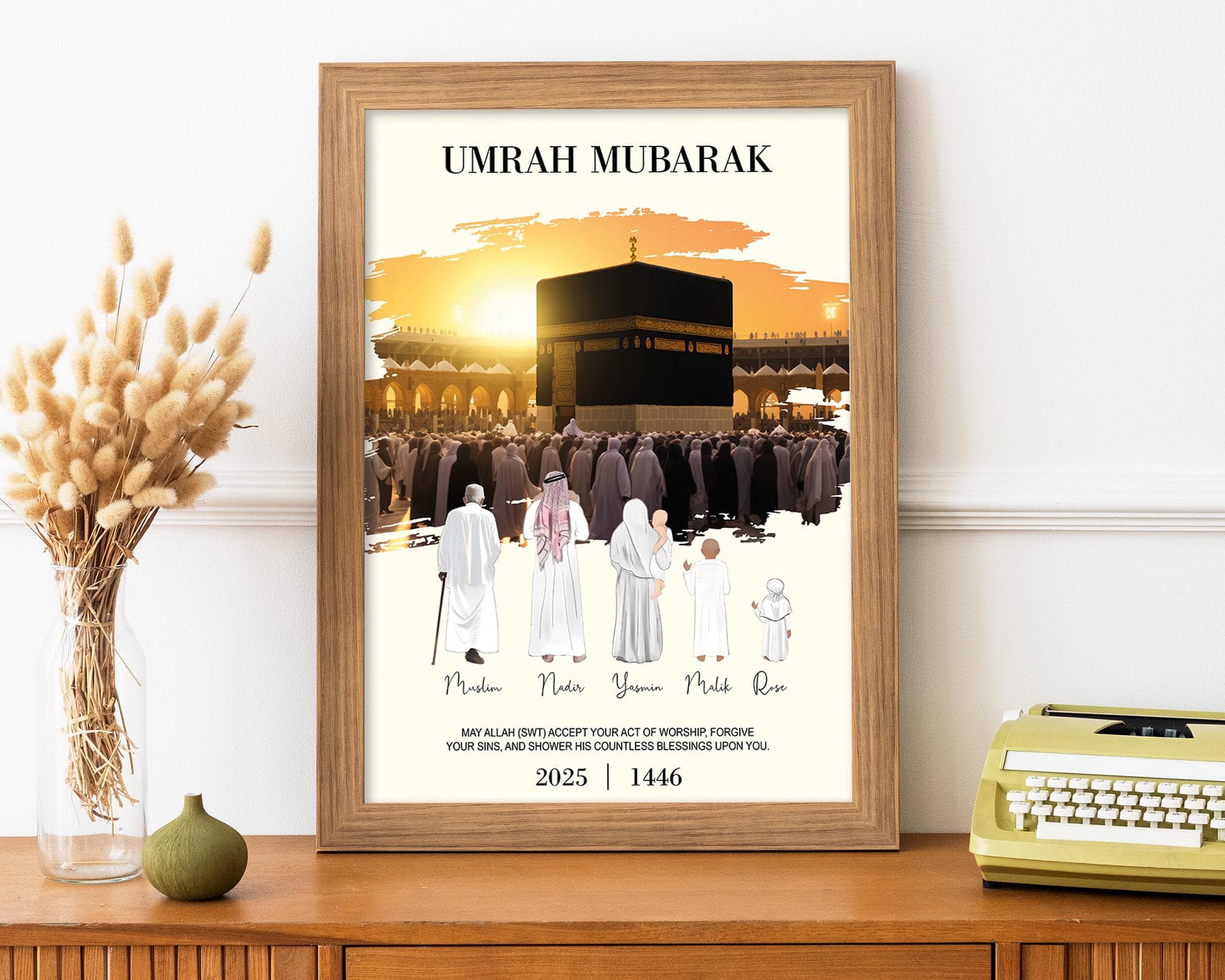 Personalized Umrah Digital Download, Islamic Wall Art, Custom Muslim Family Poster, Eid Mubarak Home Decor, Umrah 2026 Gift - image 5