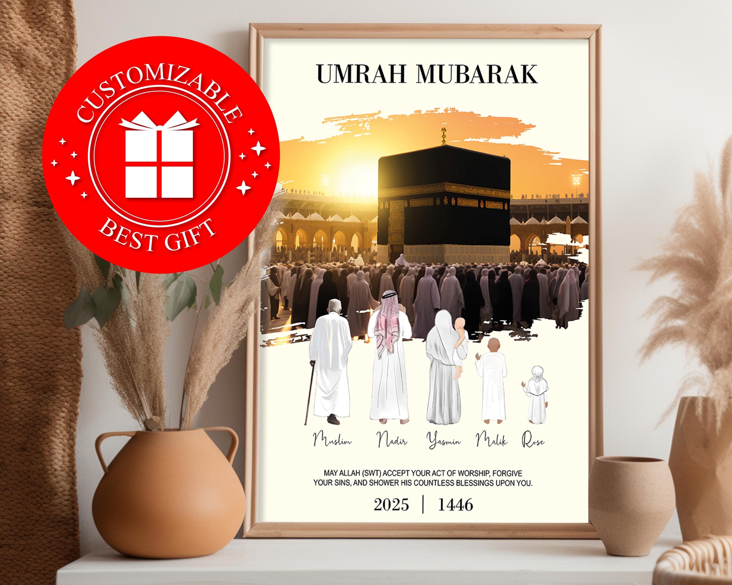 Personalized Umrah Digital Download, Islamic Wall Art, Custom Muslim Family Poster, Eid Mubarak Home Decor, Umrah 2026 Gift