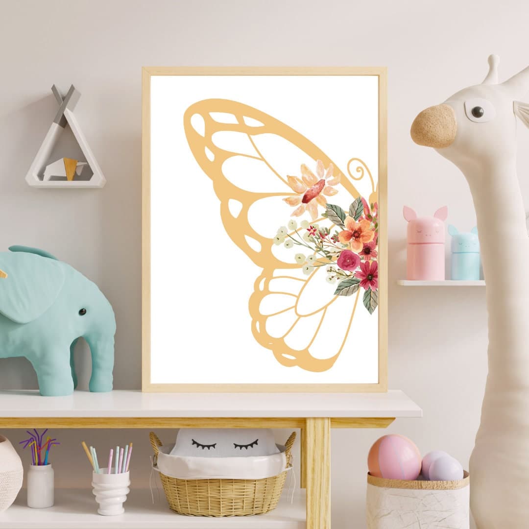 Personalized Butterfly & Flower Nursery - Flower and Butterfly Babygirl Room Decor - Butterfly Digital Print - Name Sign Babygirl Nursery - image 5