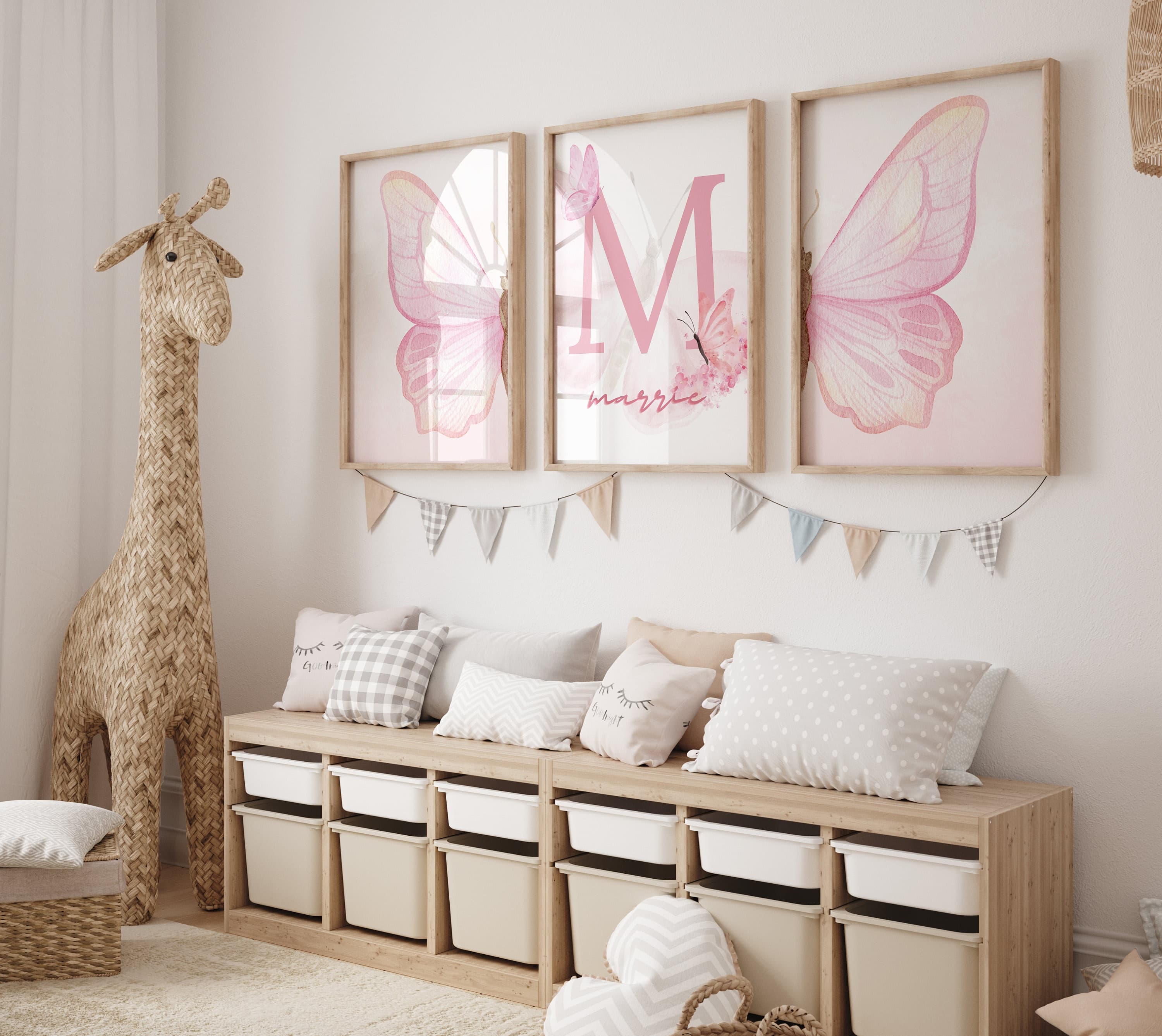 Personalized Set of 3 Butterfly Wall Art | Custom Digital Print for Girls Nursery | Great Gift Idea | Name Sign Decor l Custom Name Print
