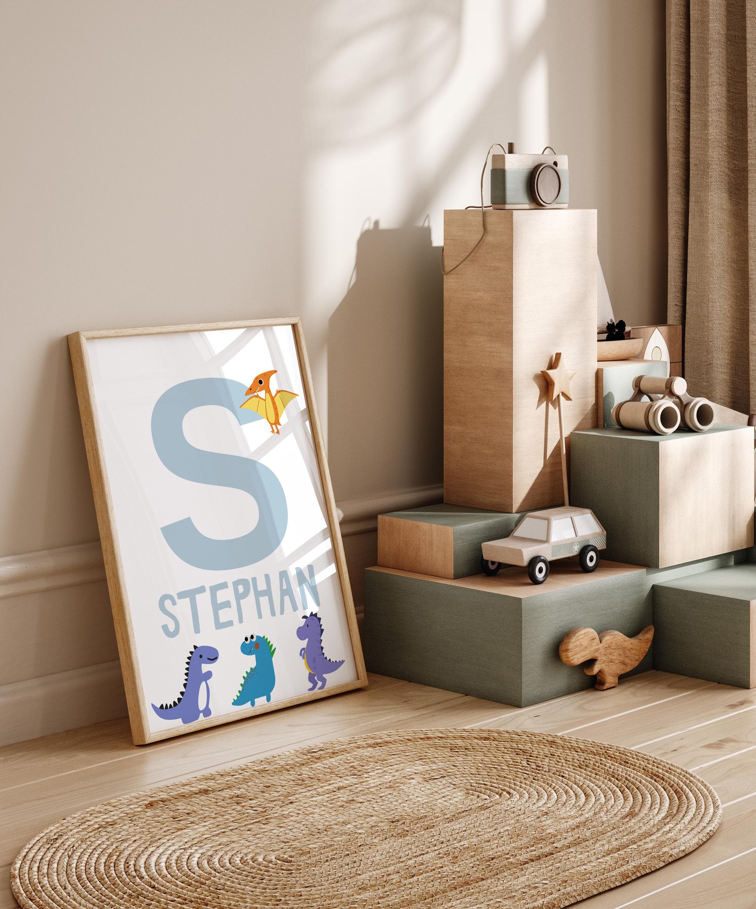 Personalized Dinosaur Wall Art Set for Boys Room - Custom Name 3 Piece Dinosaur Decor - Nursery or Kids Room Dino Theme - Set of 3 Dino Art - image 4