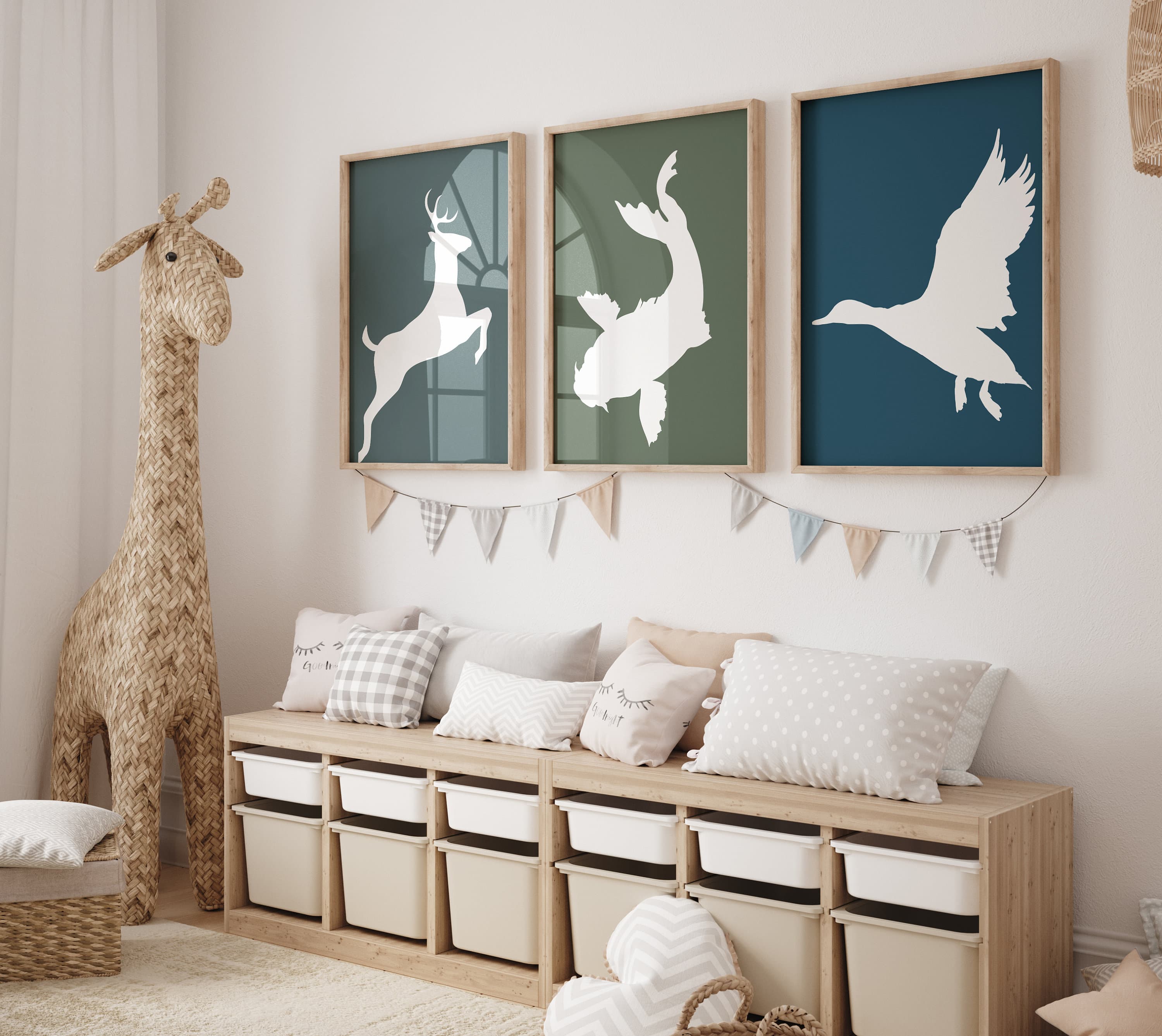 Set of 3 Hunting Nursery Decor, Buck Nursery,Duck Nursery Wall art,Fishing kids Room Art,Outdoor Nursery, Boy Nursery Wall Art, Gift BabyBoy - image 3