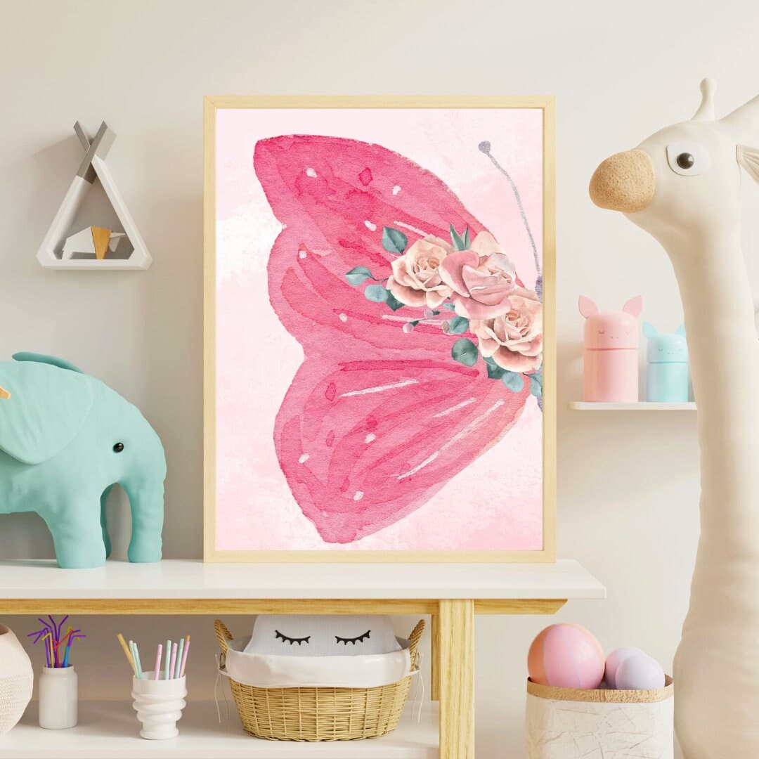 Personalized Nursery Butterfly Print - Pink Digital Wall Art, Sweet Baby Girl Room Decor, Watercolor Butterfly Name Sign, Printable Nursery - image 4