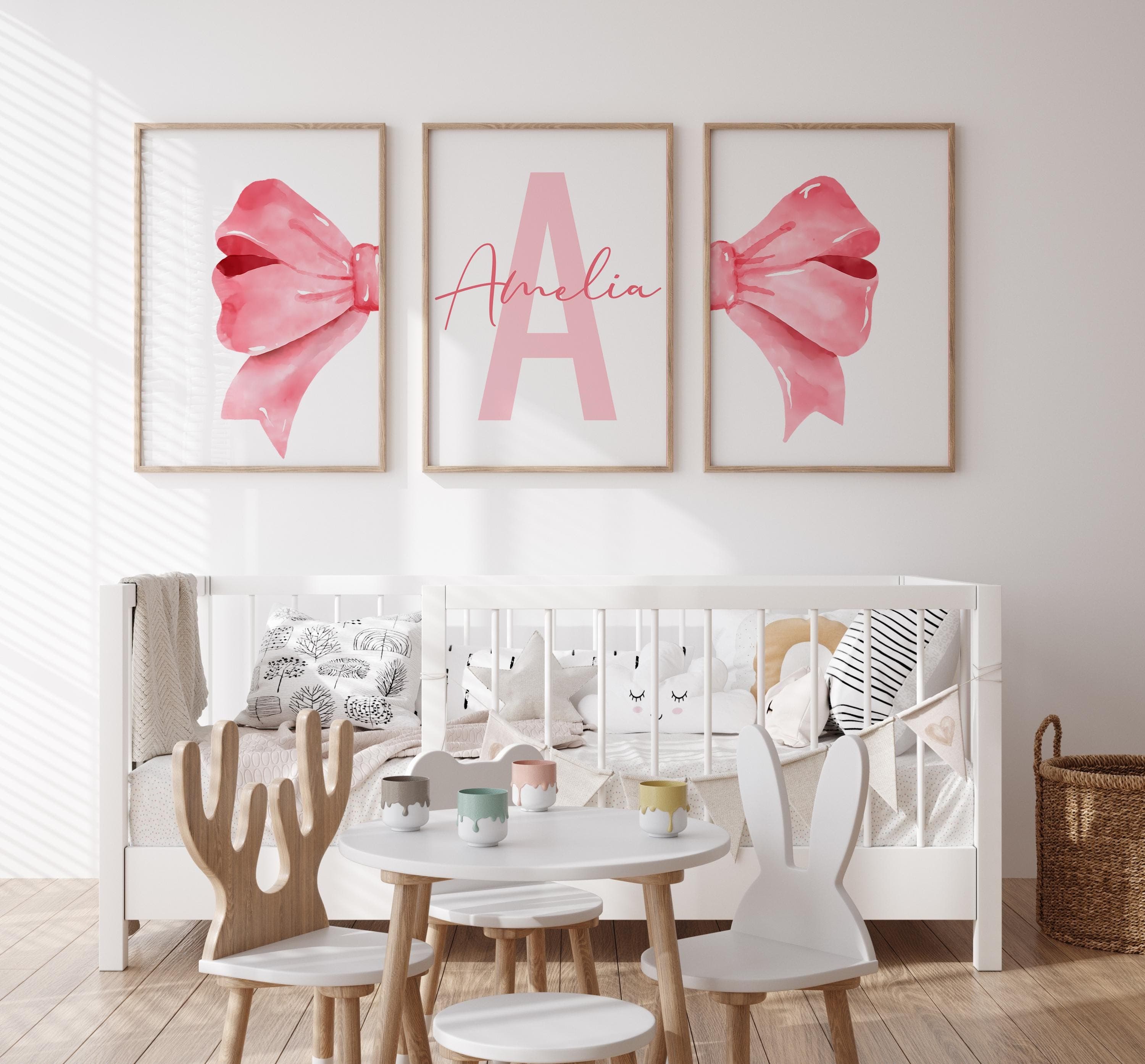 Personalized pink bow print