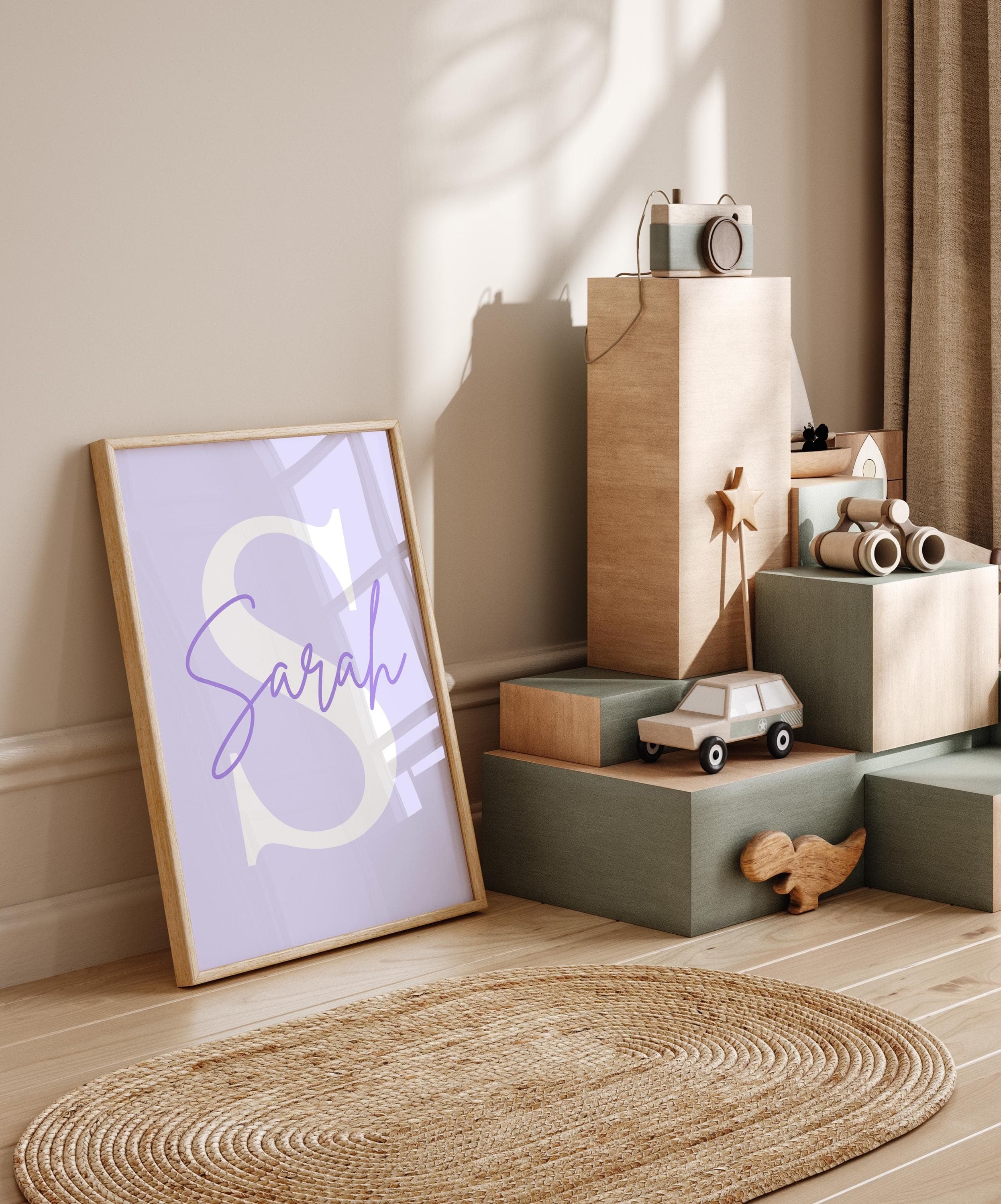 Personalized purple bow nursery decor printable