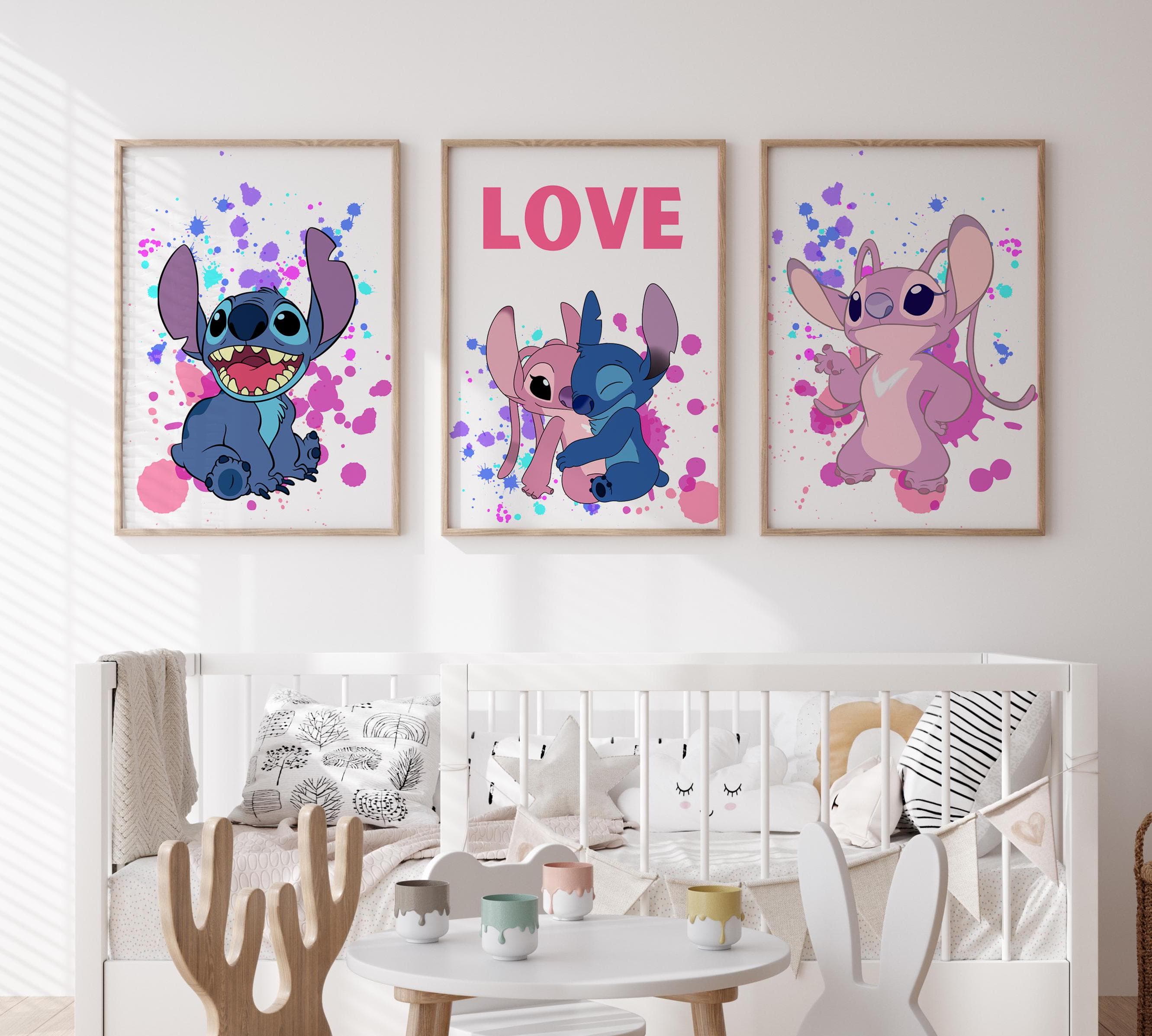 Lilo & Stitch Nursery Wall Art Set | Fun and Colorful 3-Piece Prints for Girls Room | Adorable Kids Room Decor | Instant Digital Download