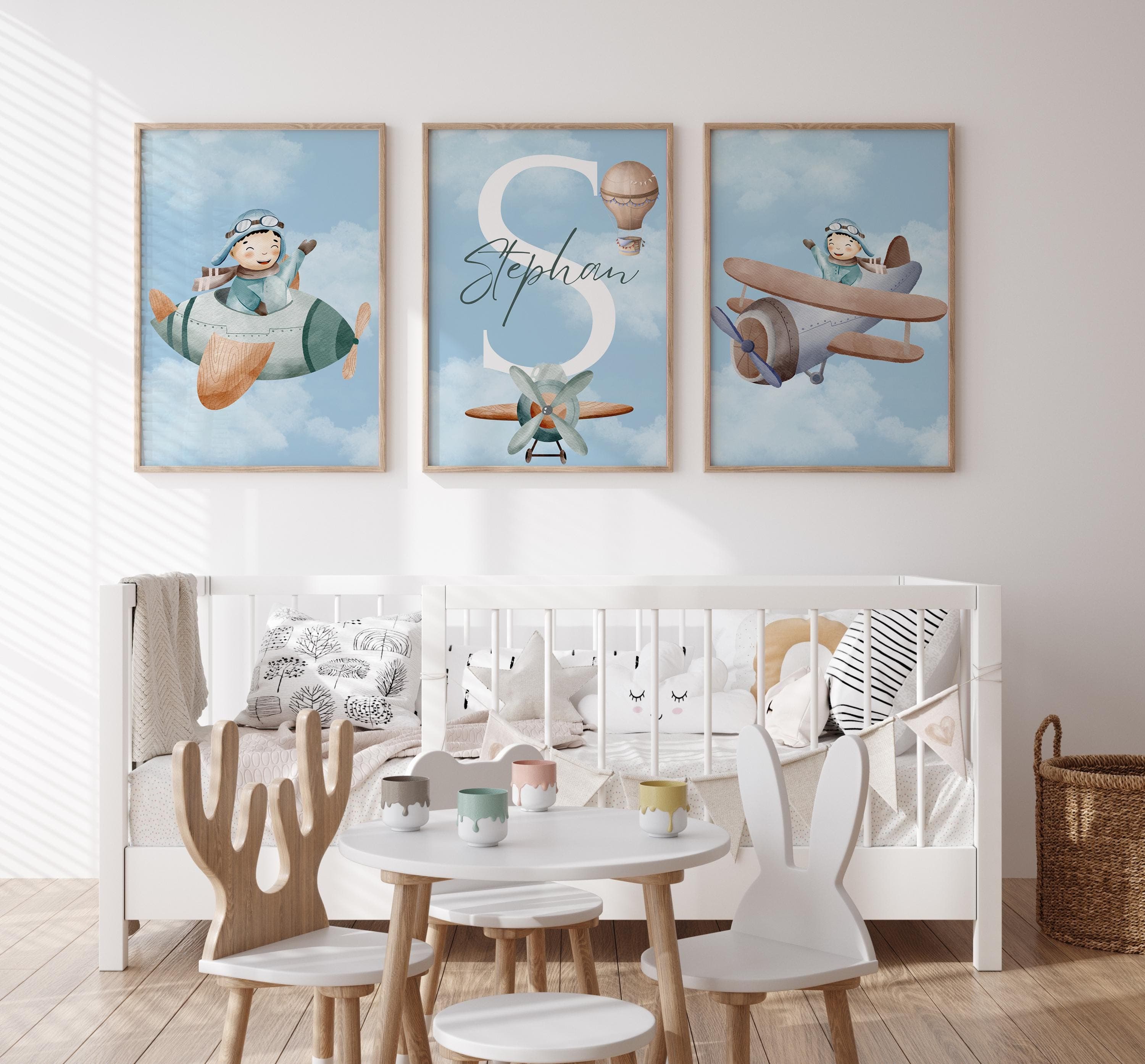 Digital airplane nursery wall prints