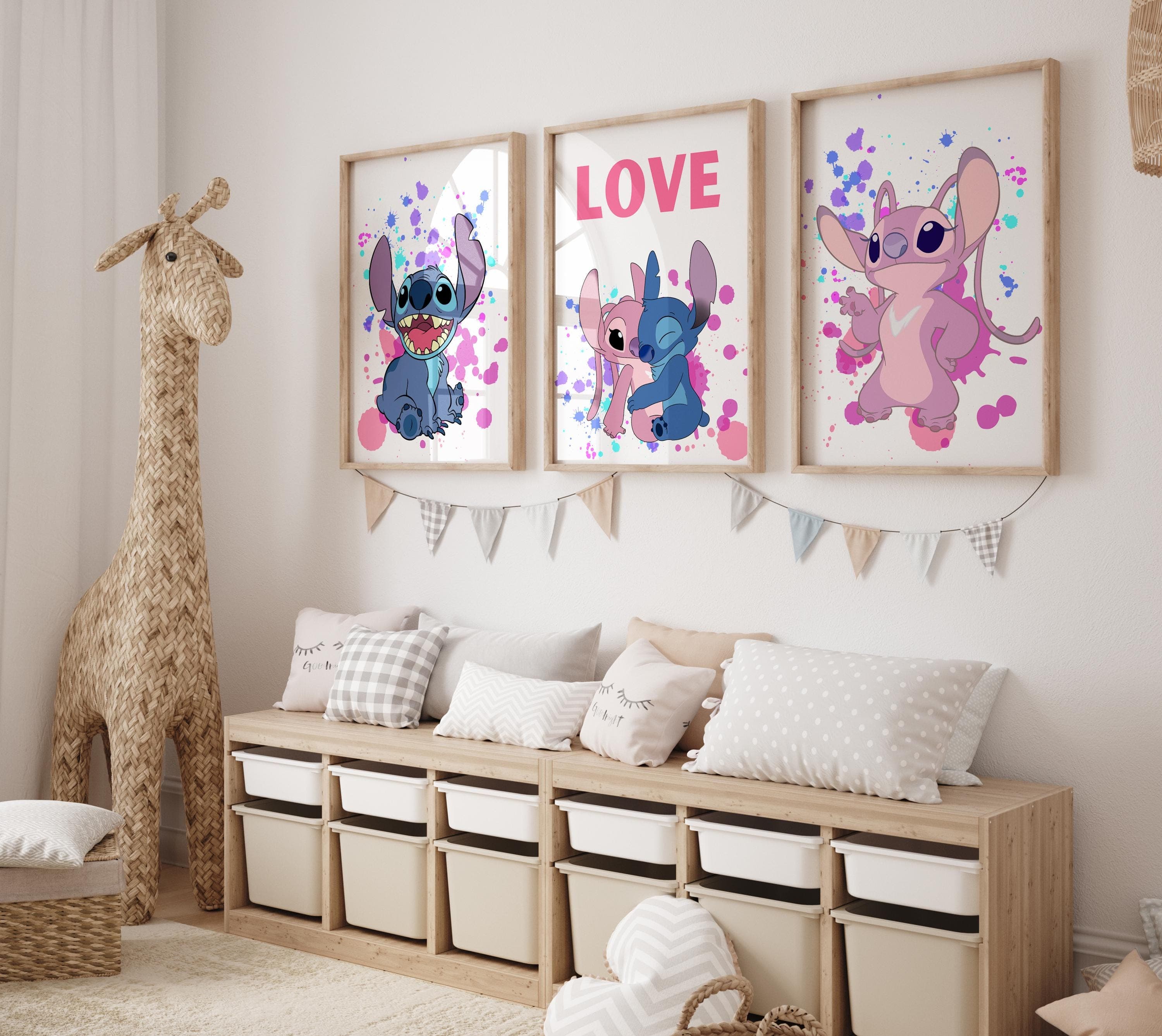 Lilo & Stitch Nursery Wall Art Set | Fun and Colorful 3-Piece Prints for Girls Room | Adorable Kids Room Decor | Instant Digital Download - image 3