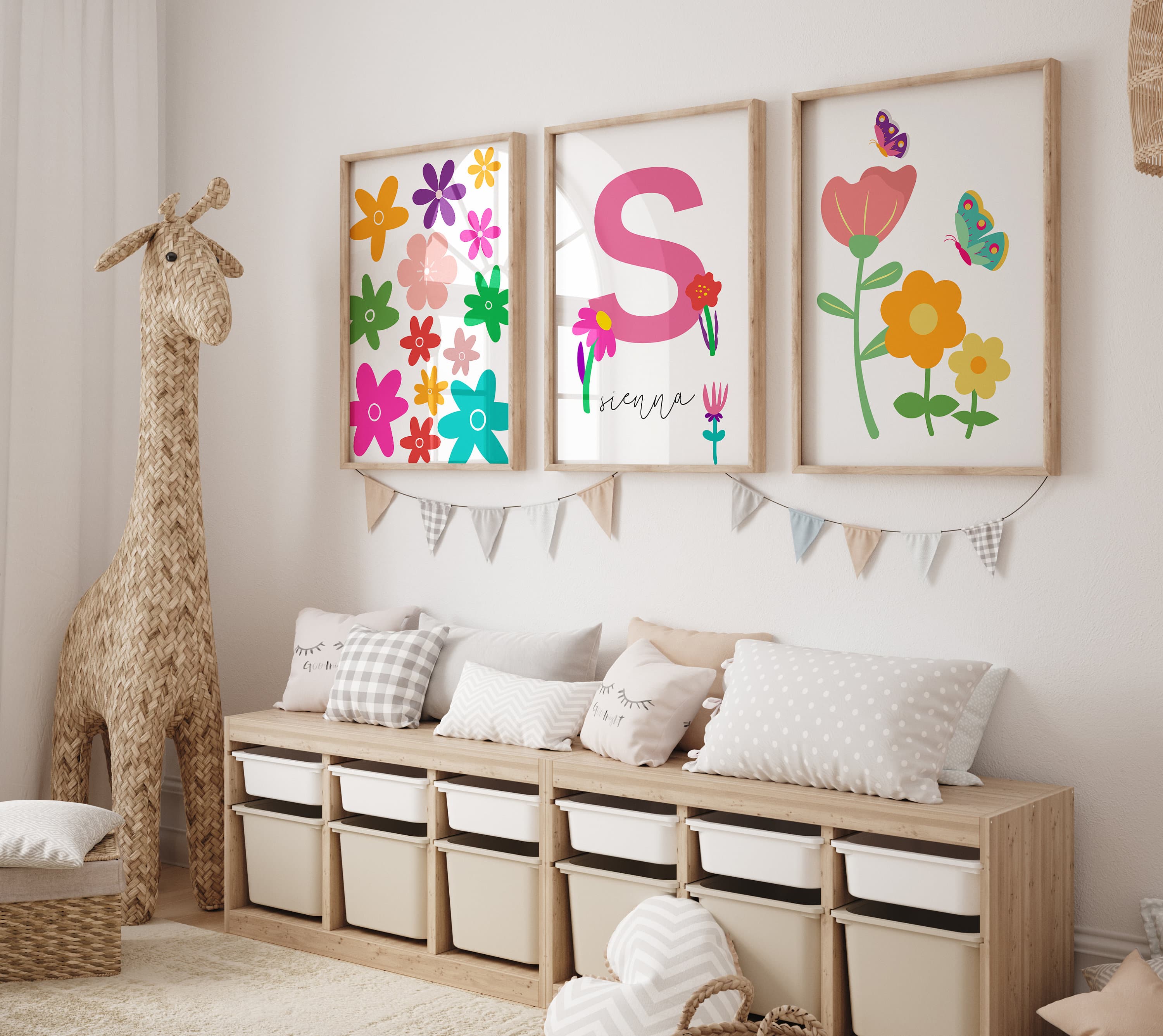 Floral Babygirl Bedroom Digital Print, Floral Custom Name Wall Art, Personalized Babygirl Nursery, Name Sign Flower Nursery Decor, Digital