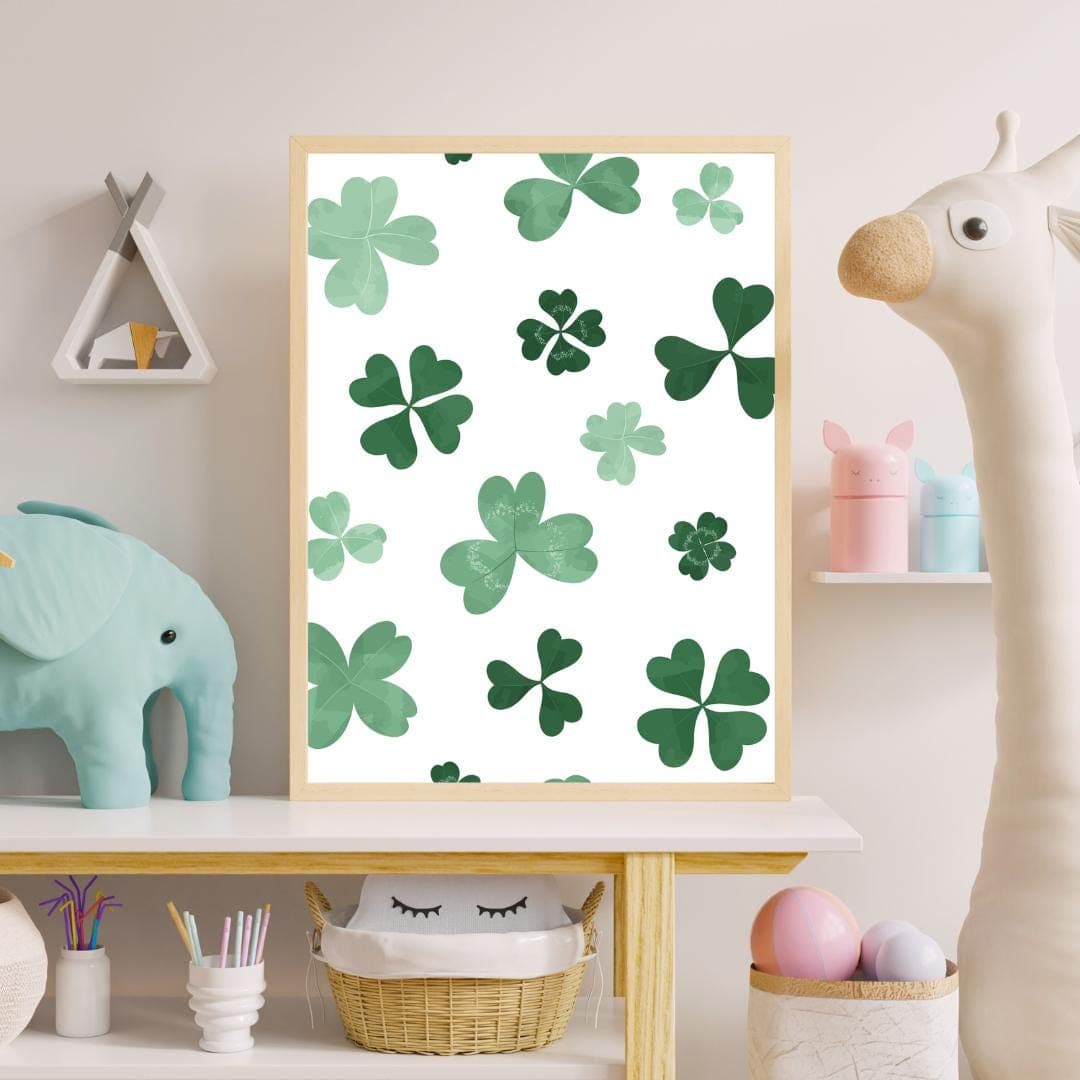 Personalized 4-Leaf Clover Nursery Wall Art – Green Clover Themed 3-Piece Set – Custom Name Print – Kids Room Décor – Digital Download - image 5