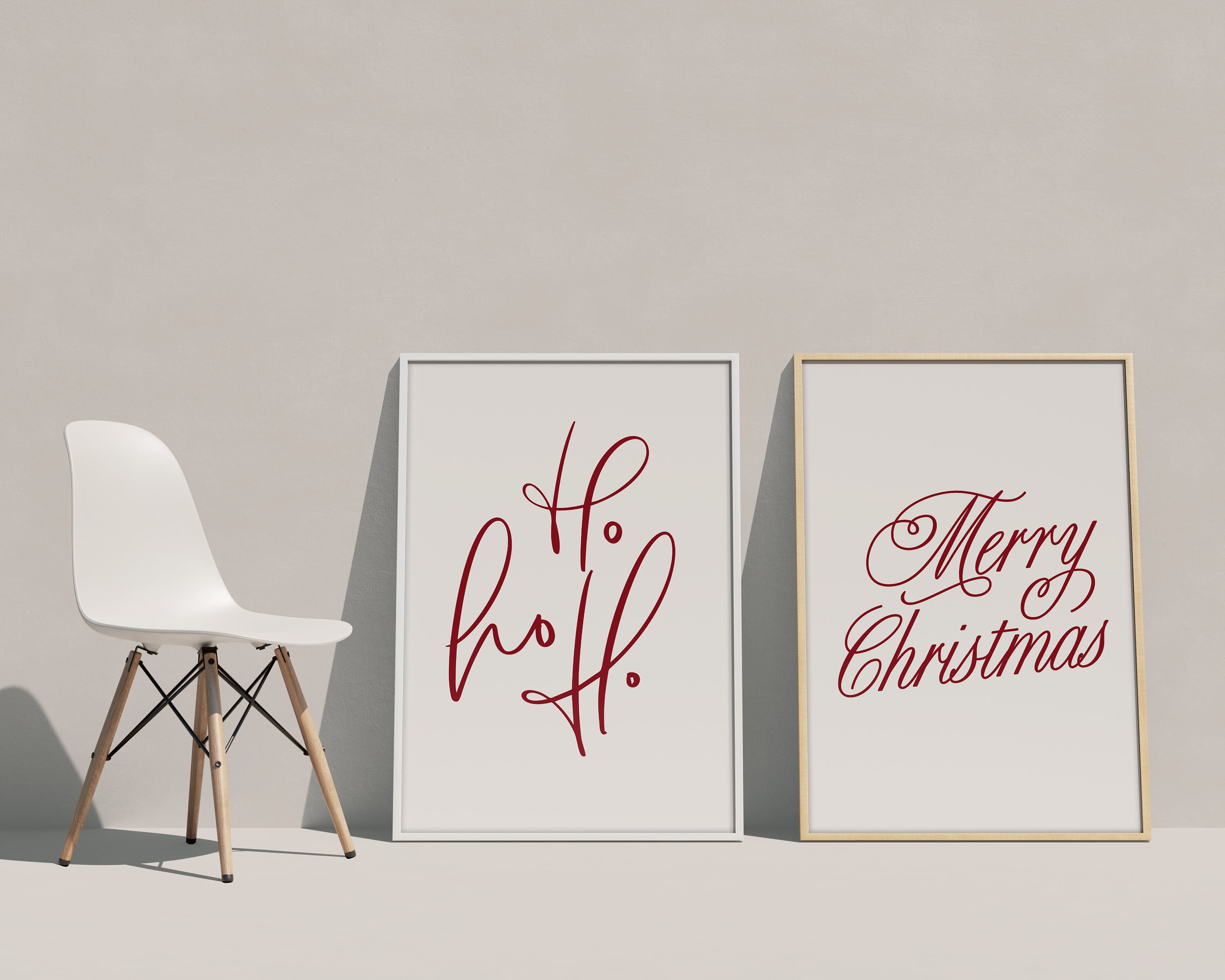 Christmas Prints, Set of 2 Christmas Wall Art, Merry Christmas Poster, Hohoho Printable, Christmas Wall Art,Xmas Digital Print,Ho Ho Ho