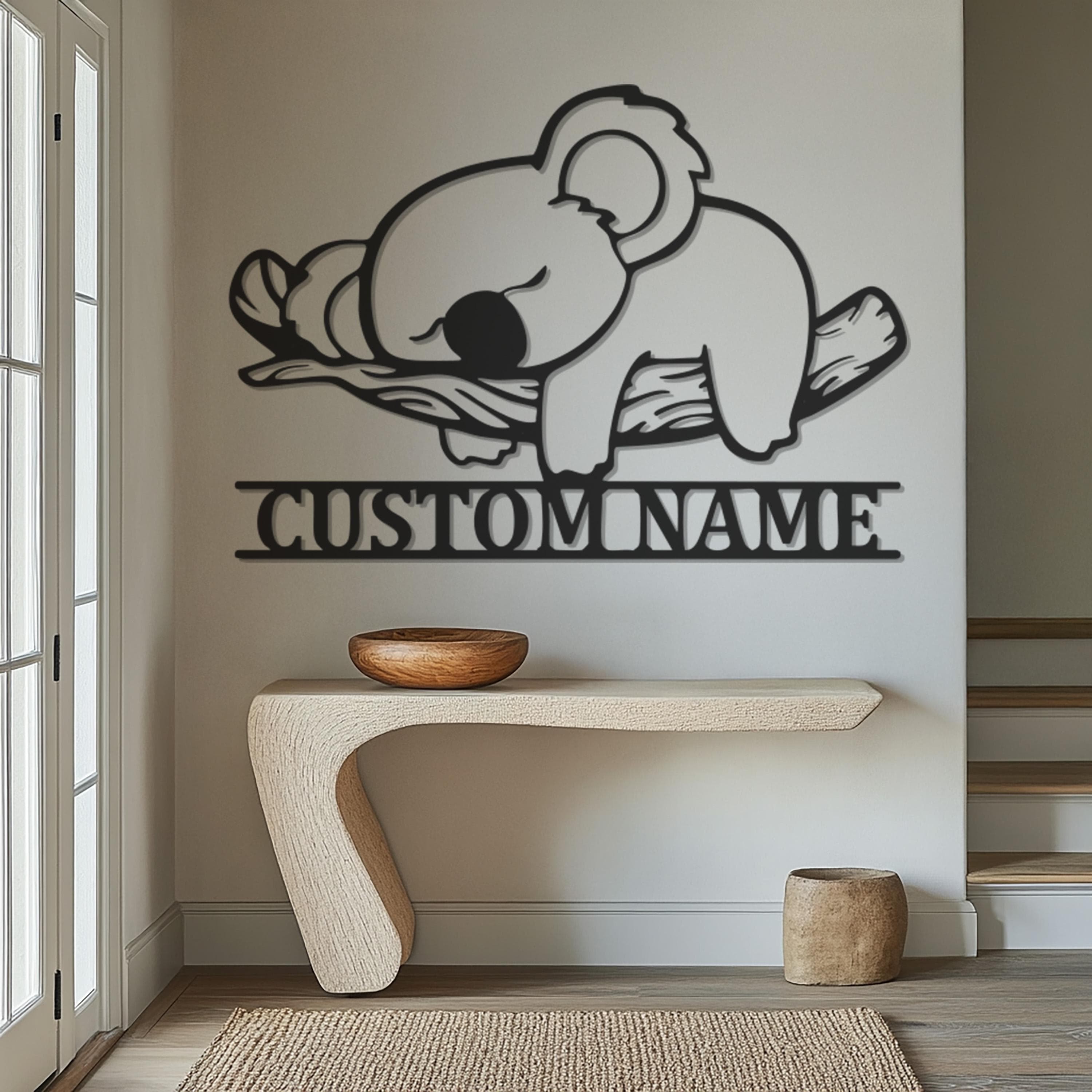 Custom Koala Wall Sign, Personalized Koala Name Decor, Metal Koala Wall Art, Cute Animal Nursery Sign, Kids Room Decor, Gift for Home